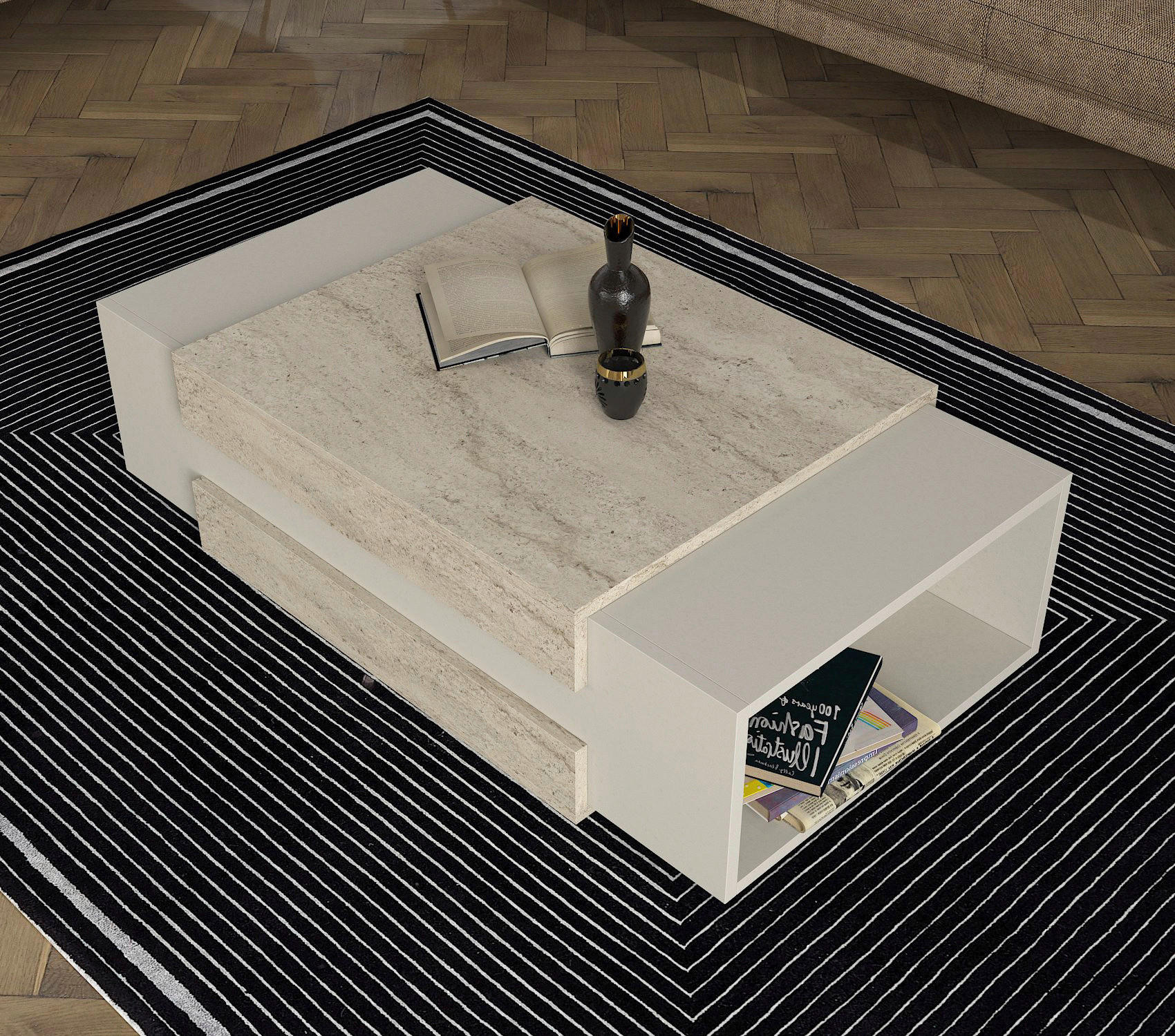 Couchtisch Nora beige granit Optik B/H/T: ca. 110x57x31 cm Nora - beige/granit (110,00/57,00/31,00cm) - moebel17