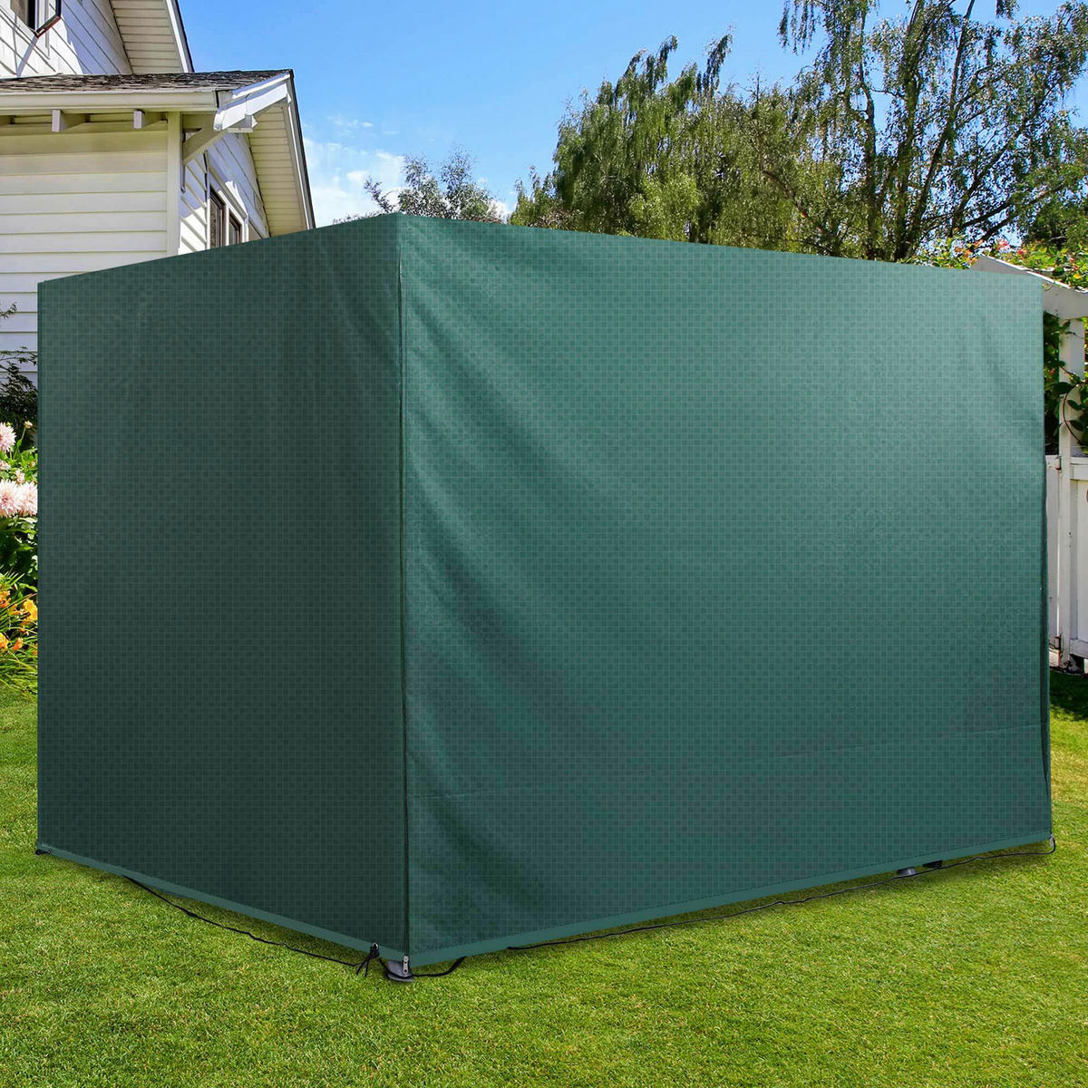 Outsunny Abdeckhaube grün Kunststoff B/H/L: ca. 155x150x215 cm Abdeckhaube_für_Gartenmöbel - grün (215,00/155,00/150,00cm) - Outsunny