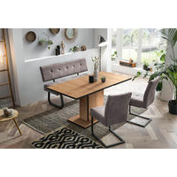 Essgruppe Luise II Eiche anthrazit Microfaser B/H/T: ca. 160x76x80 cm Luise II - Eiche/anthrazit (160,00/76,00/80,00cm) - Hela