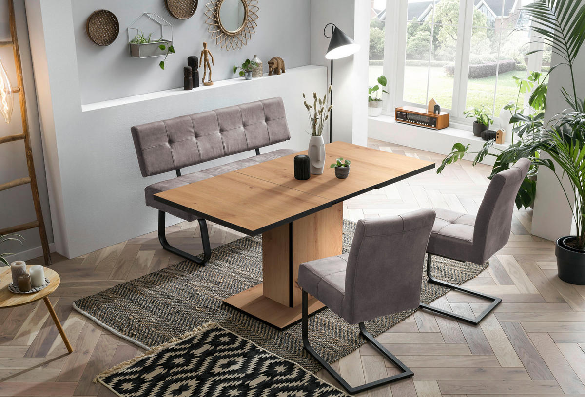 Essgruppe Luise II Eiche anthrazit Microfaser B/H/T: ca. 160x76x80 cm Luise II - Eiche/anthrazit (160,00/76,00/80,00cm) - Hela