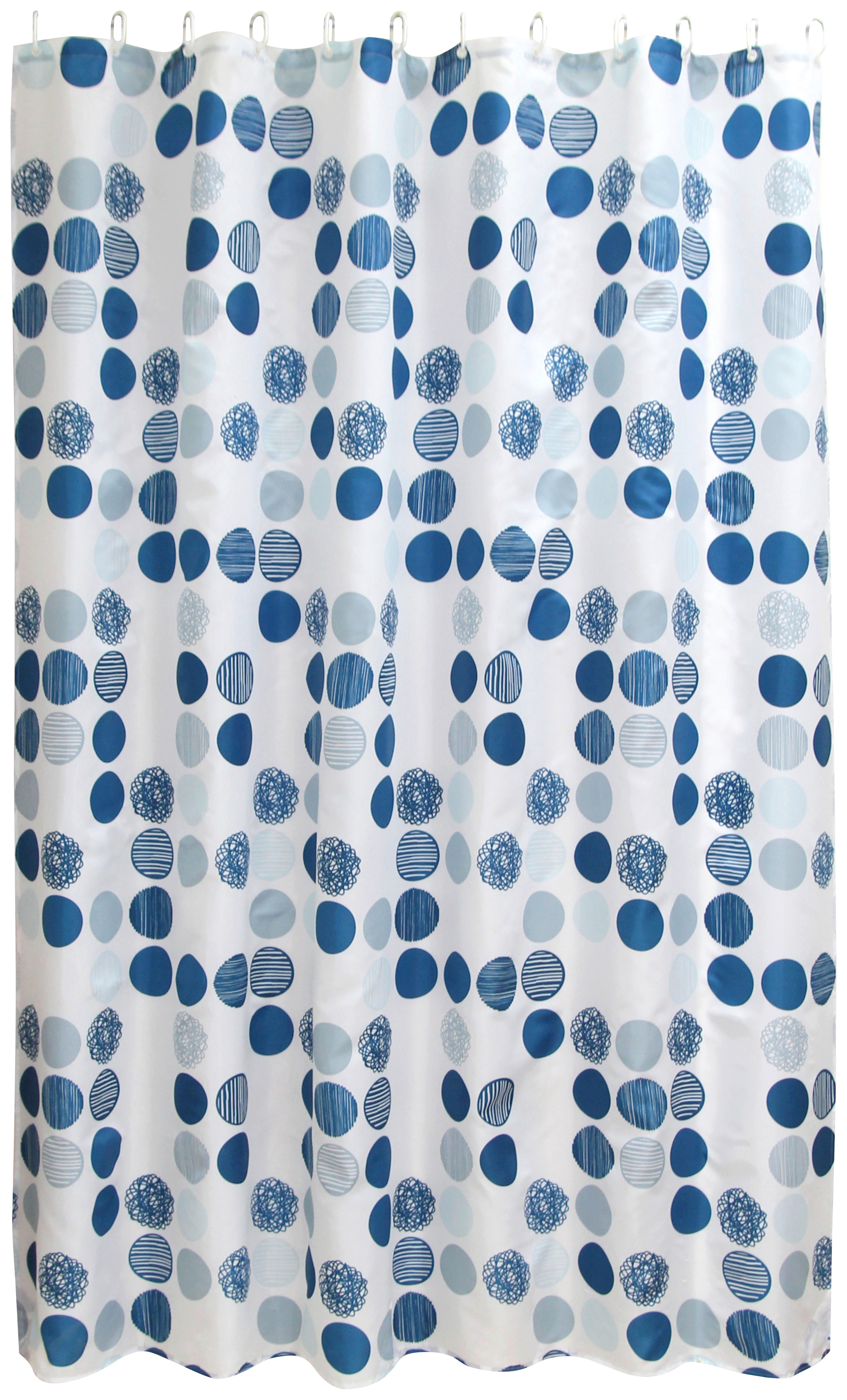 Duschvorhang weiß blau Polyester-Mischgewebe B/L: ca. 180x200 cm