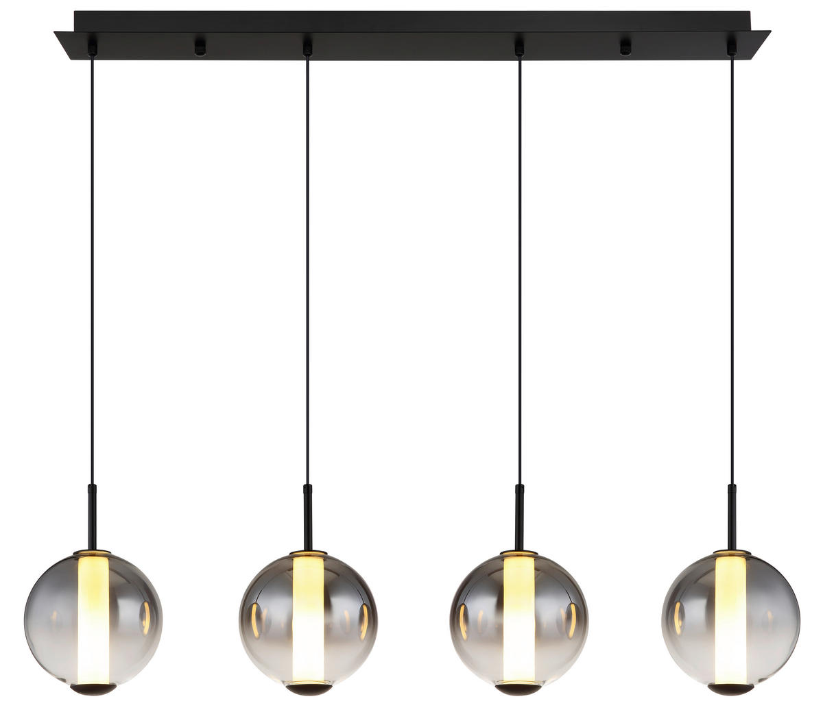 GLOBO Pendelleuchte Opal mattschwarz Rauch Metall Glas B/H: ca. 99x120 cm 1.0 Brennstellen Lacy - Opal/mattschwarz (99,00/120,00cm) - GLOBO
