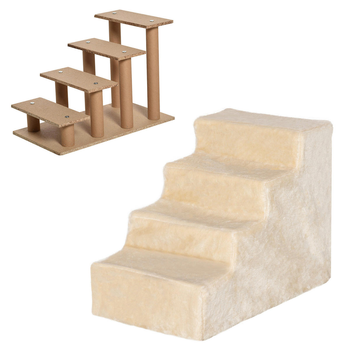 PawHut Haustiertreppe beige Edelstahl B/H/L: ca. 35x60x44 cm Haustiertreppe - beige (44,00/35,00/60,00cm) - PawHut