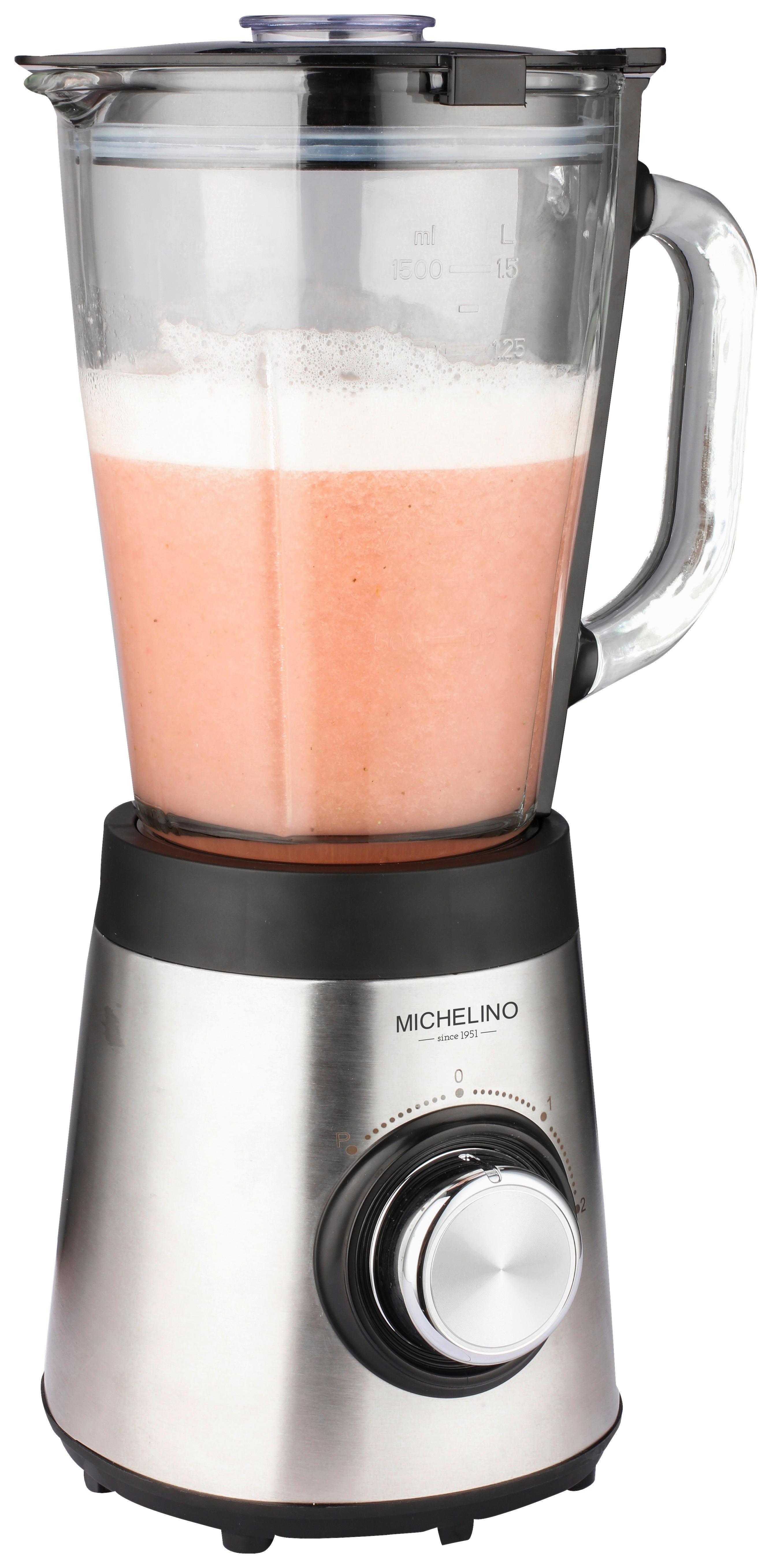 MICHELINO Stabmixer 74251 stahlfarbig schwarz klar Edelstahl Kunststoff Glas B/H/T: ca. 21x37x17 cm Standmixer 74251 - klar/schwarz (21,00/37,00/17,00cm) - MICHELINO