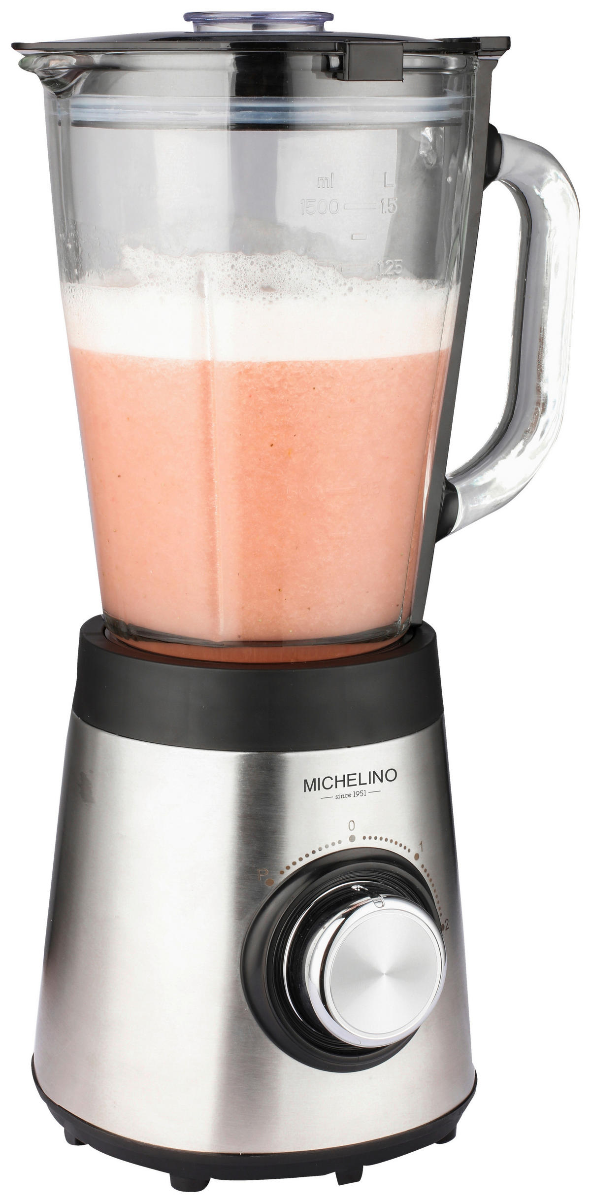 MICHELINO Stabmixer 74251 stahlfarbig schwarz klar Edelstahl Kunststoff Glas B/H/T: ca. 21x37x17 cm Standmixer 74251 - klar/schwarz (21,00/37,00/17,00cm) - MICHELINO