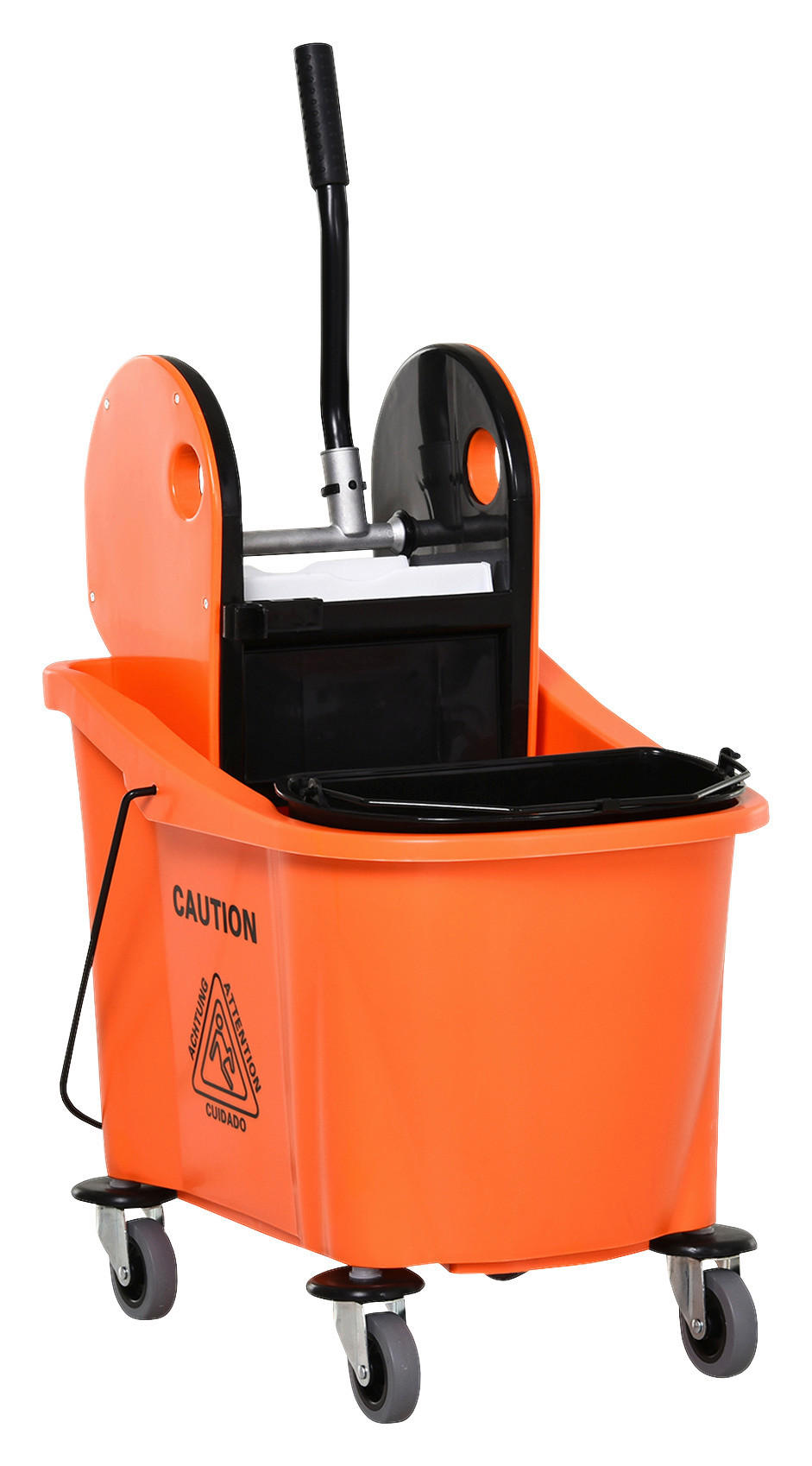 HOMCOM Putzwagen schwarz Kunststoff B/H/T: ca. 54x91,5x41 cm Putzwagen - orange/schwarz (54,00/91,50/41,00cm) - HOMCOM