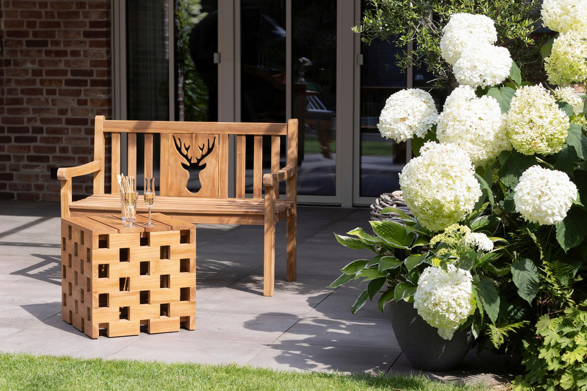 deVries Sitzgruppe teak Teakholz B/H/L: ca. 50x50x50 cm Beistelltisch/Hocker - teak (50,00/50,00/50,00cm) - deVries