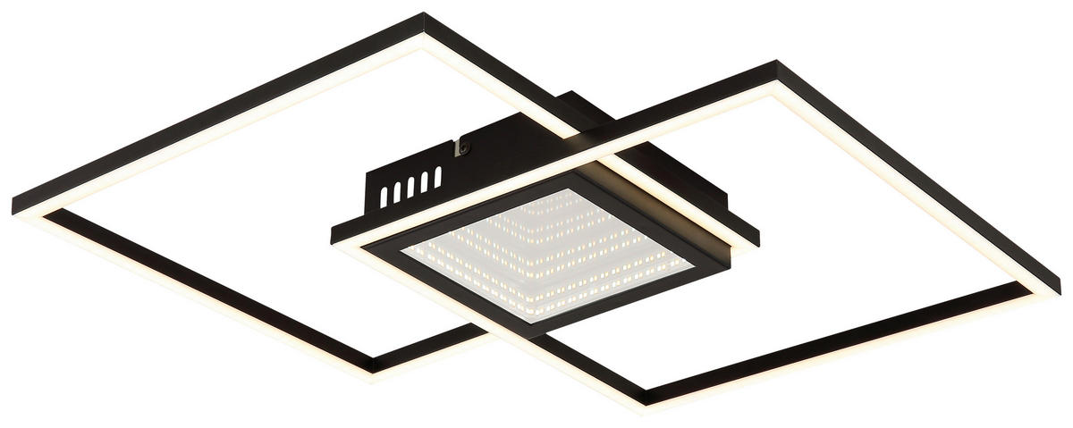 GLOBO LED-Deckenleuchte schwarz Aluminium Metall B/H/L: ca. 42,6x5x42,6 cm 1 Brennstellen SAUNDERS - schwarz (42,60/42,60/5,00cm) - GLOBO