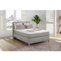Boxspringbett  hellgrau Microfaser Liegefläche B/L: ca. 140x200 cm Rosalie_Boxspringbett 344/19-605/05 - hellgrau/weiß (153,00/118,00/214,00cm)