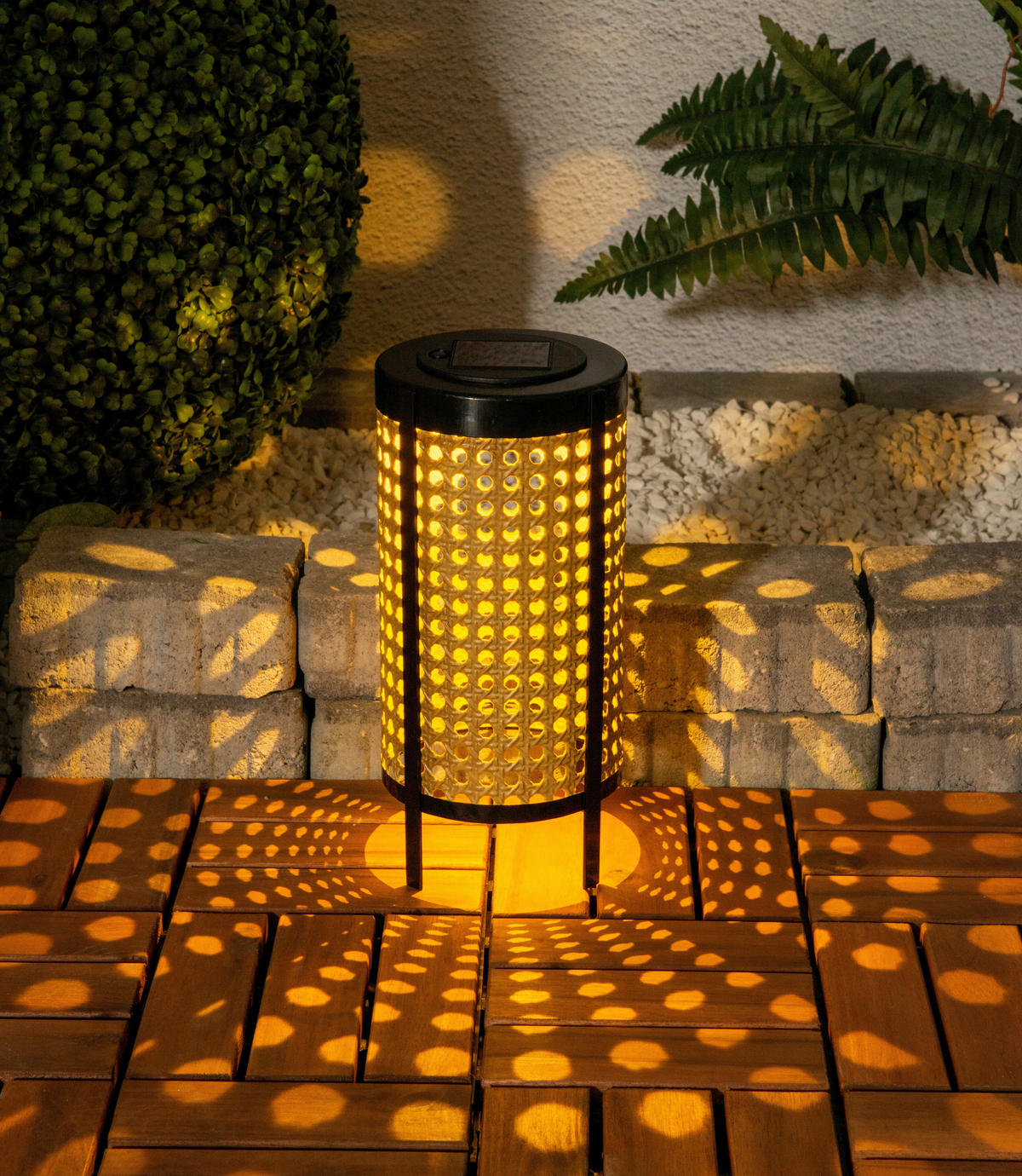LED-Solarleuchte 5293901 beige schwarz H/D: ca. 26x12,3 cm LED Solarleuchte PATTI - beige/schwarz (12,30/26,00cm) - Näve Leuchten