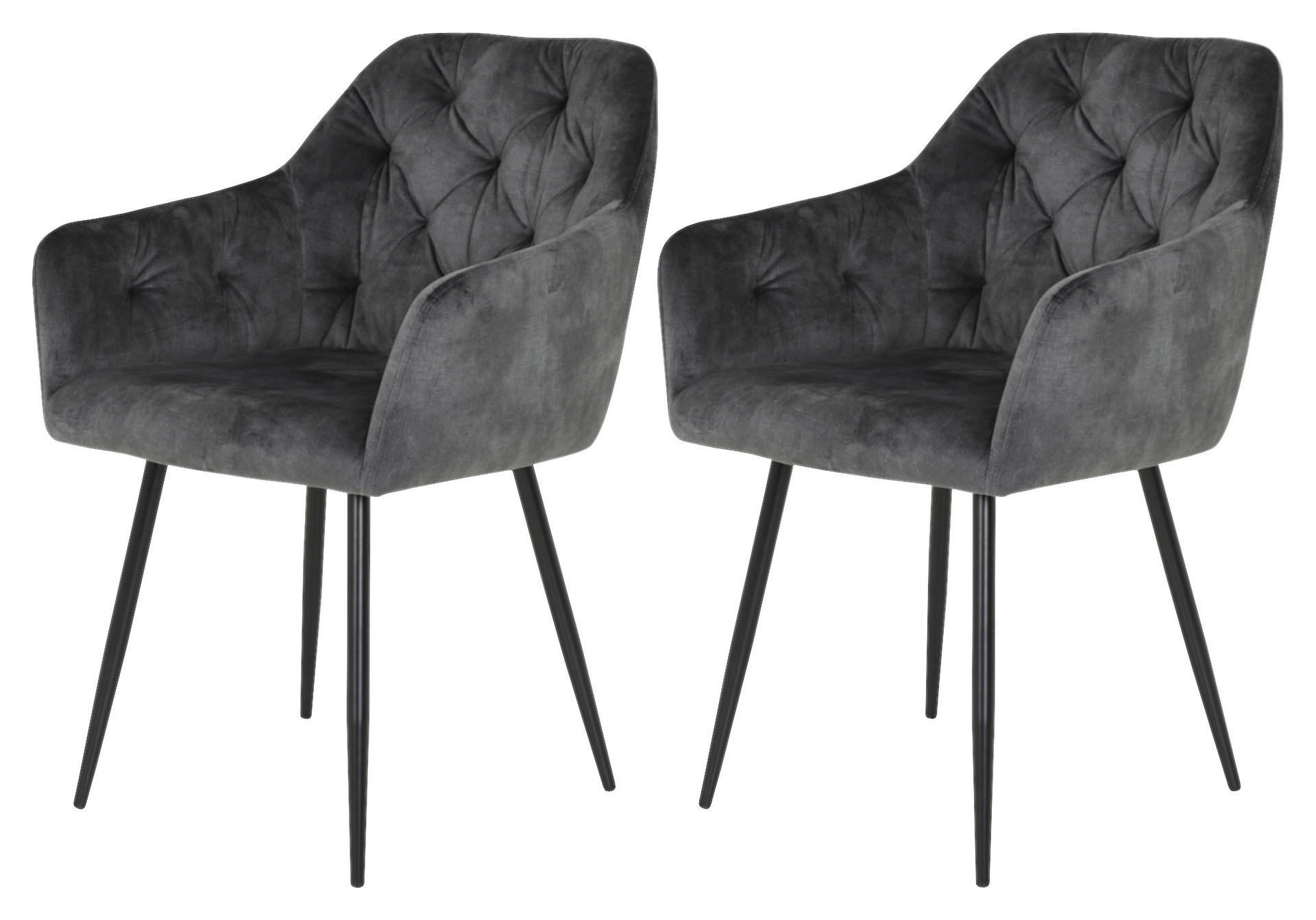 Stuhl Tina 2er Set anthrazit Vintage Samtoptik B/H/T: ca. 56x81x62 cm Tina 2er Set - schwarz/anthrazit (56,00/81,00/62,00cm) - Hela