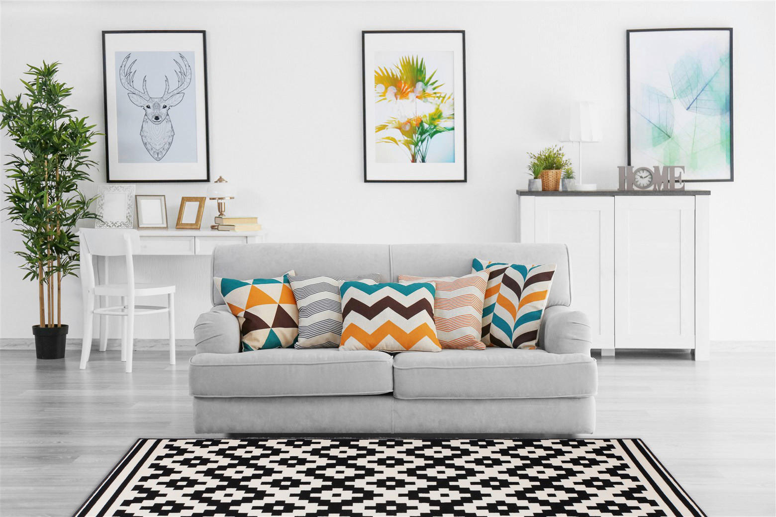 Kayoom Kurzflorteppich Now! 325 weiß B/L: ca. 80x150 cm Now! 325 - weiß/schwarz (80,00/150,00cm) - Kayoom