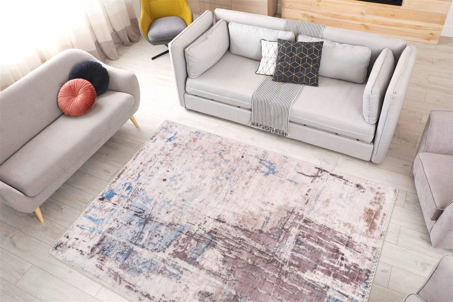 Arte Espina Flachflorteppich Peron 125 taupe B/H/L: ca. 120x0,5x180 cm Peron 125 - taupe/grau (180,00/120,00/0,50cm) - Arte Espina