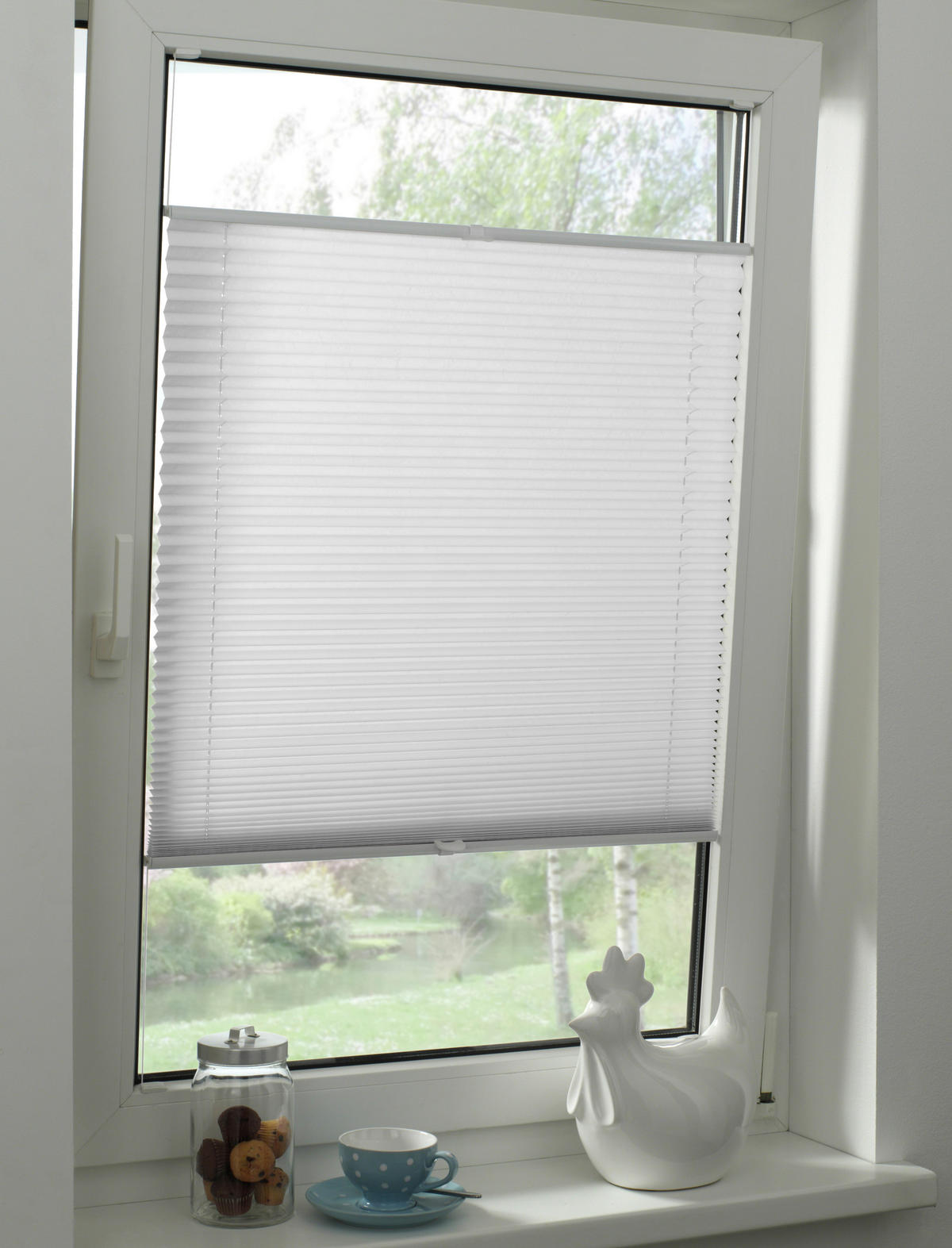 Spannplissee weiß B/L: ca. 80x130 cm Plissee-uni_TL - weiß (80,00/130,00cm) - Boviva