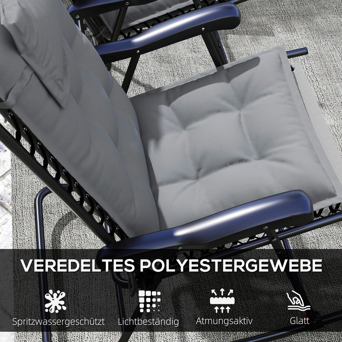 Outsunny Liegenauflage 2er Set hellgrau Polyester B/H/L: ca. 50x5x116 cm Liegenauflage 2er Set - hellgrau (116,00/50,00/5,00cm) - Outsunny