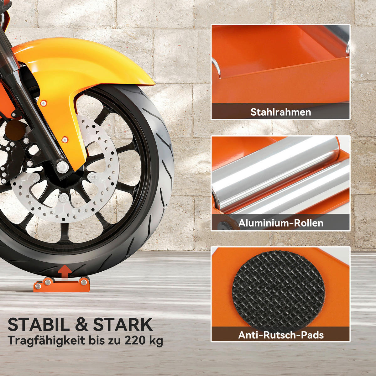 HOMCOM Motorrad Drehhilfe B/H/L: ca. 11,5x4x15 cm Motorrad_Drehhilfe - orange (15,00/11,50/4,00cm) - HOMCOM