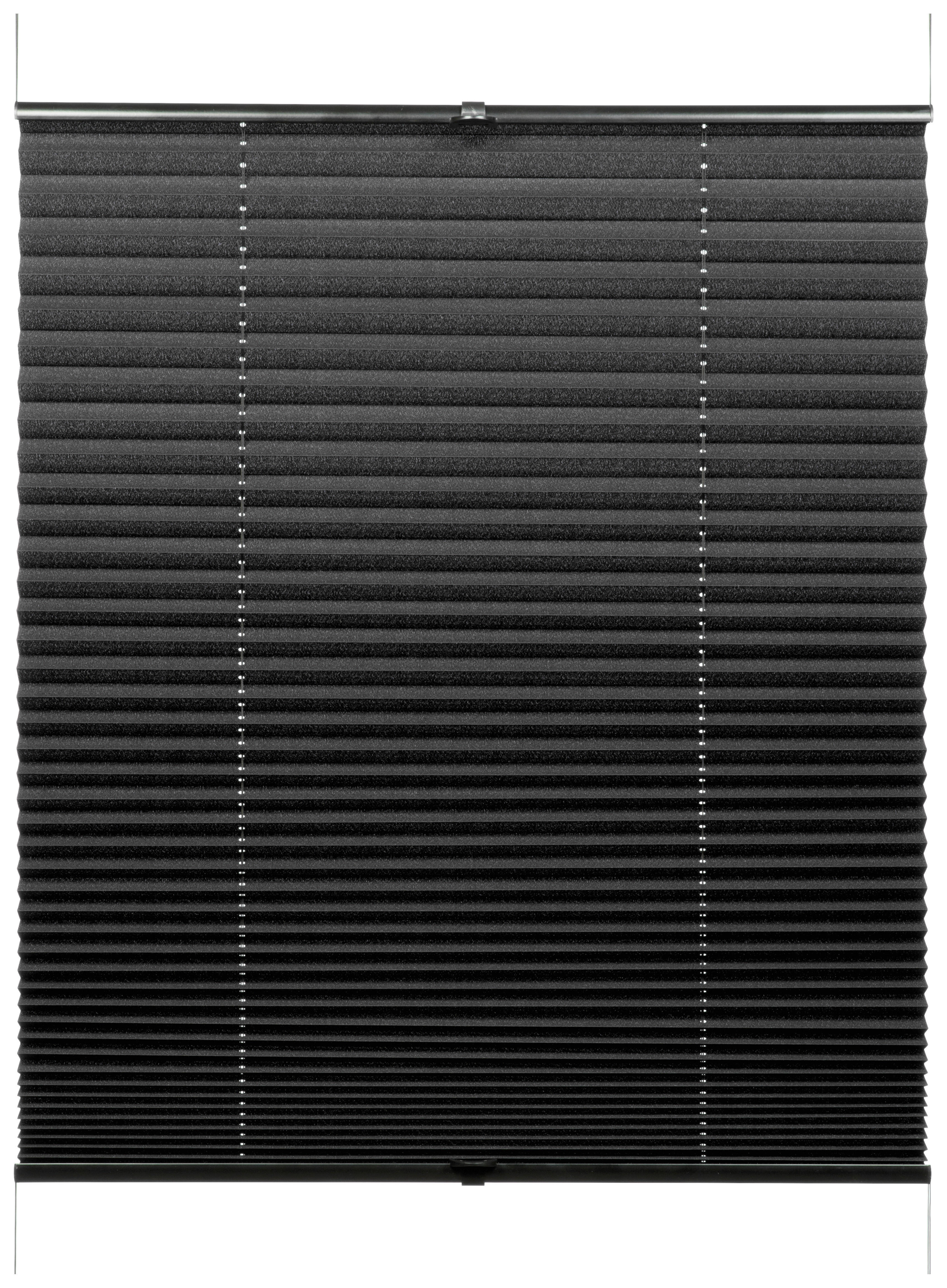Spannplissee schwarz B/L: ca. 45x130 cm Plissee-uni_TL - schwarz (45,00/130,00cm) - Boviva
