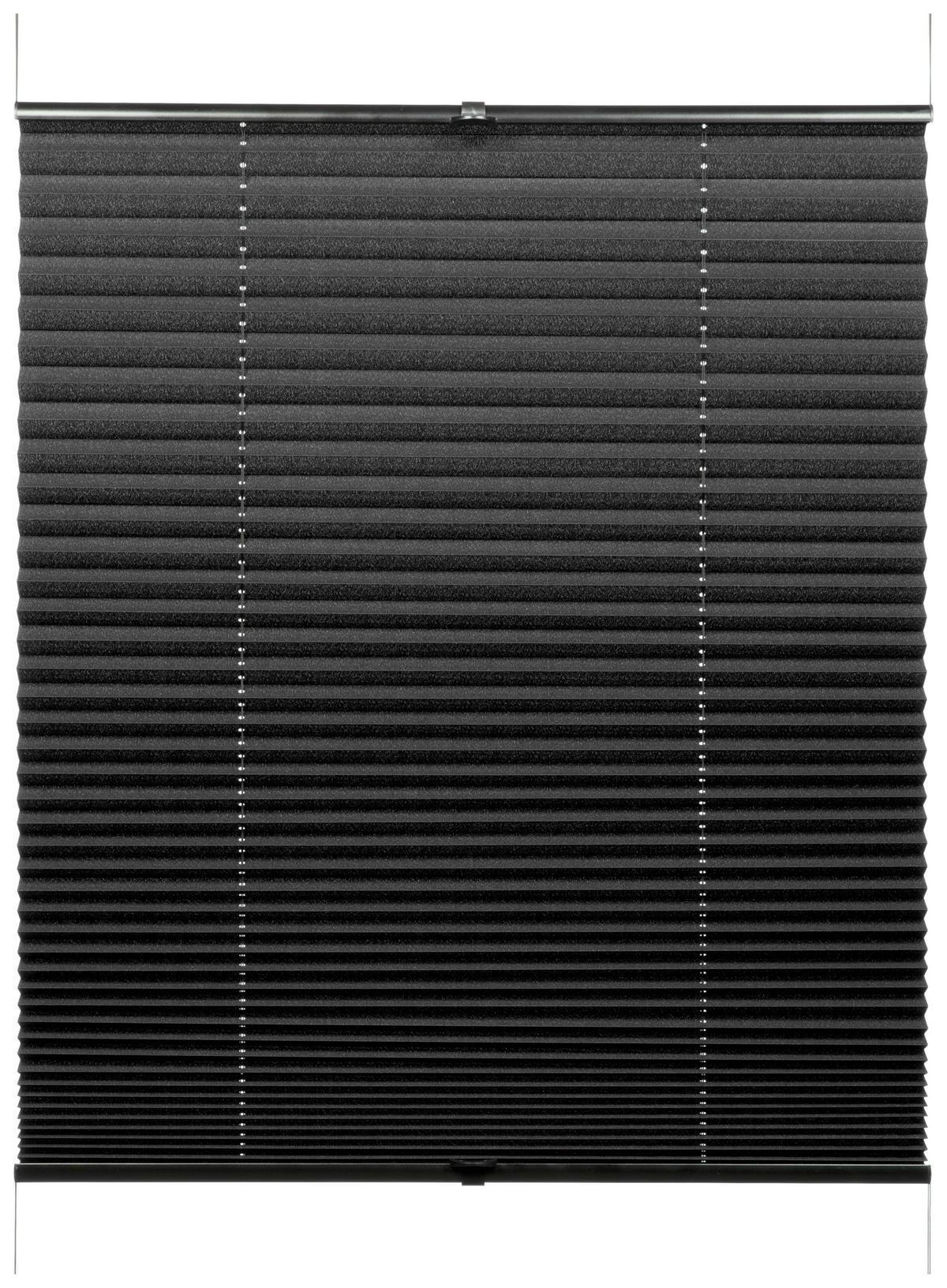Spannplissee schwarz B/L: ca. 55x130 cm Plissee-uni_TL - schwarz (55,00/130,00cm) - Boviva