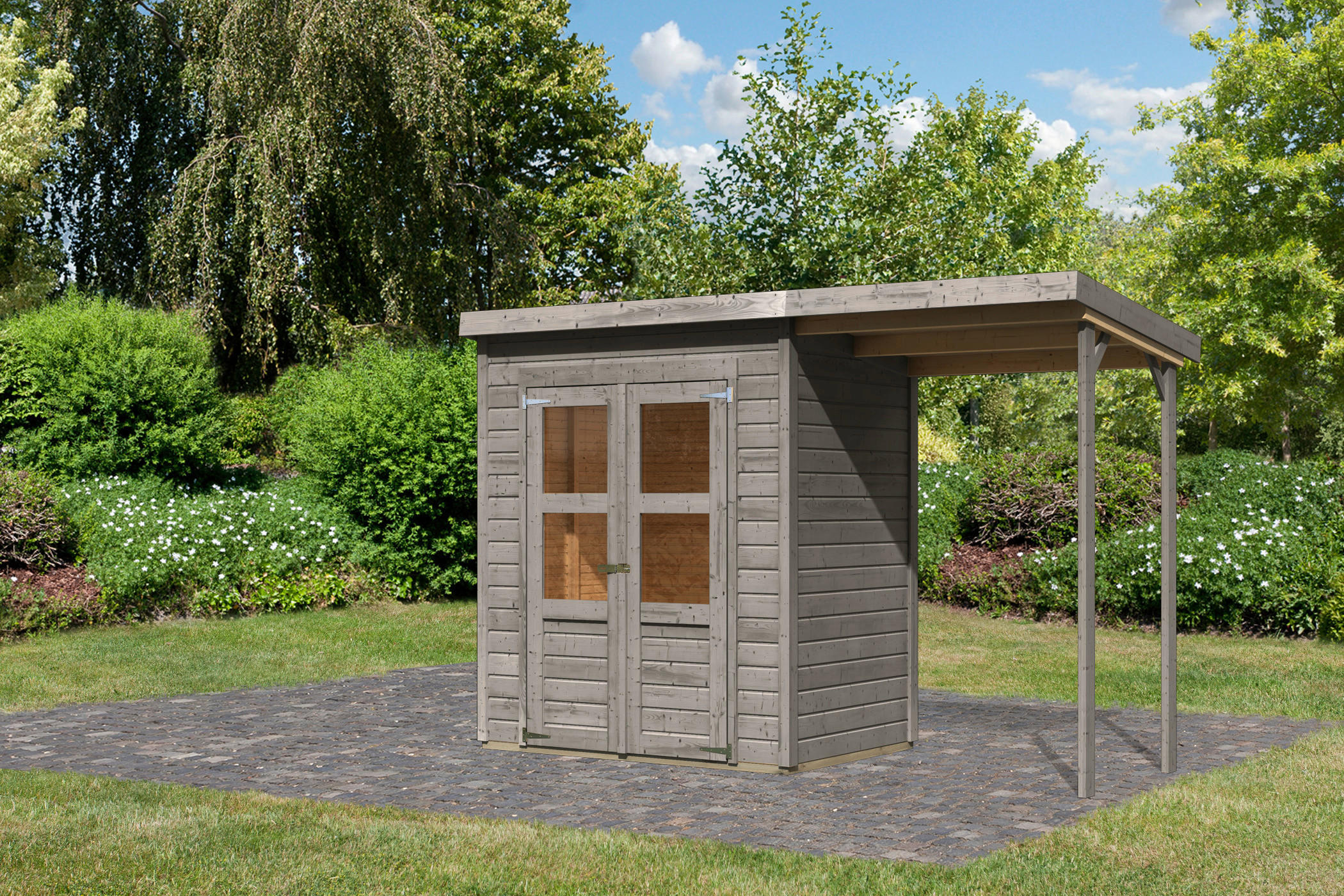 Karibu Gartenhaus Tony 0 grau B/H/T: ca. 182x219x126 cm Tony 0 - grau (182,00/219,00/126,00cm) - Karibu