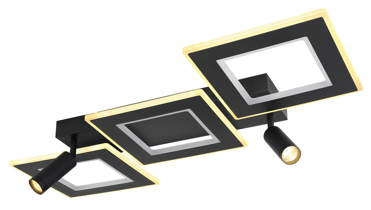 GLOBO Deckenleuchte schwarz Opal Metall Acryl B/H/L: ca. 56x11,5x82 cm 2 Brennstellen Marian - schwarz/Opal (82,00/56,00/11,50cm) - GLOBO