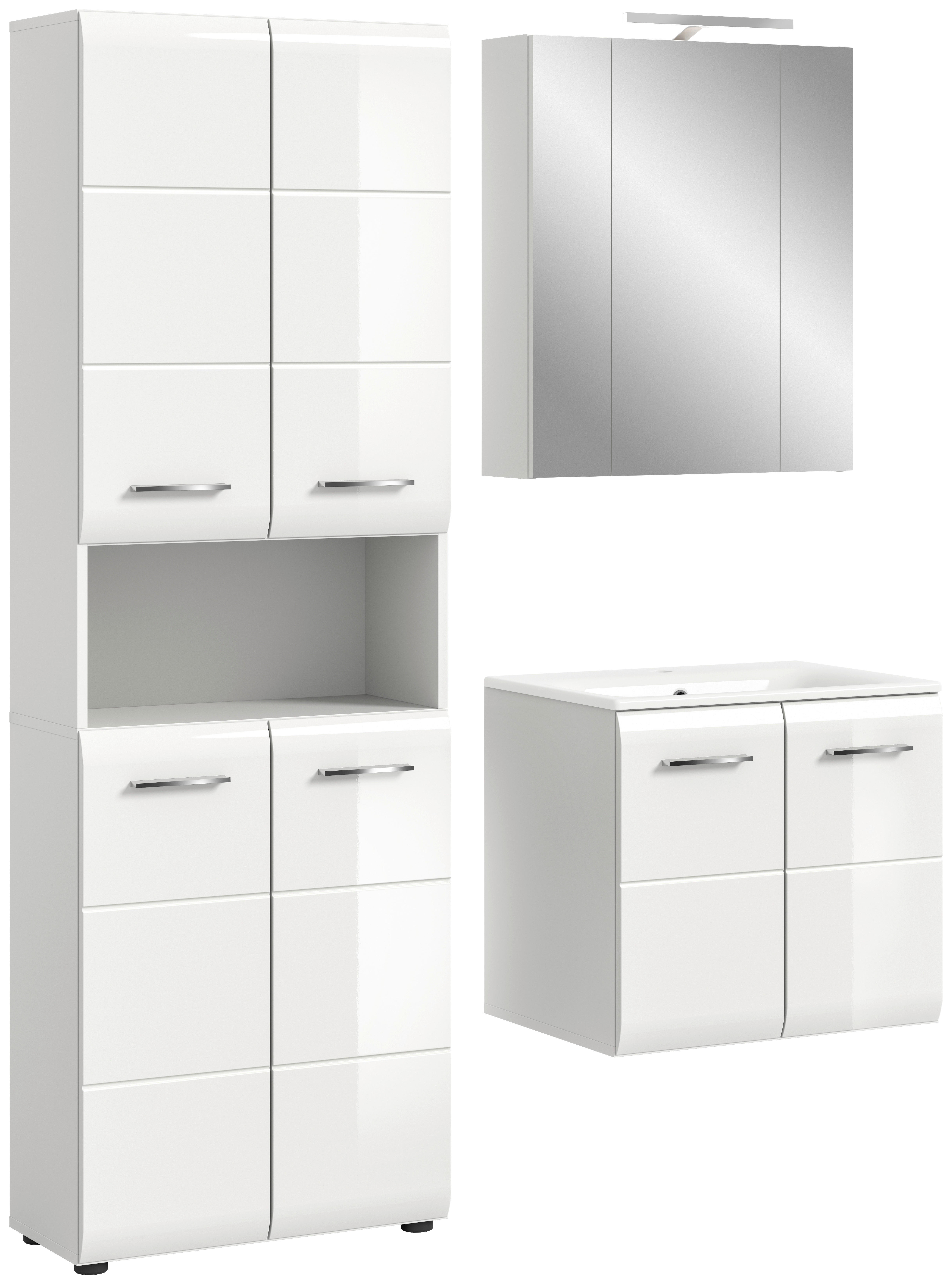 Badezimmer-Set Ice weiß weiß Hochglanz B/H/T: ca. 135x185x46 cm Ice - weiß (135,00/185,00/46,00cm) - xonox.home