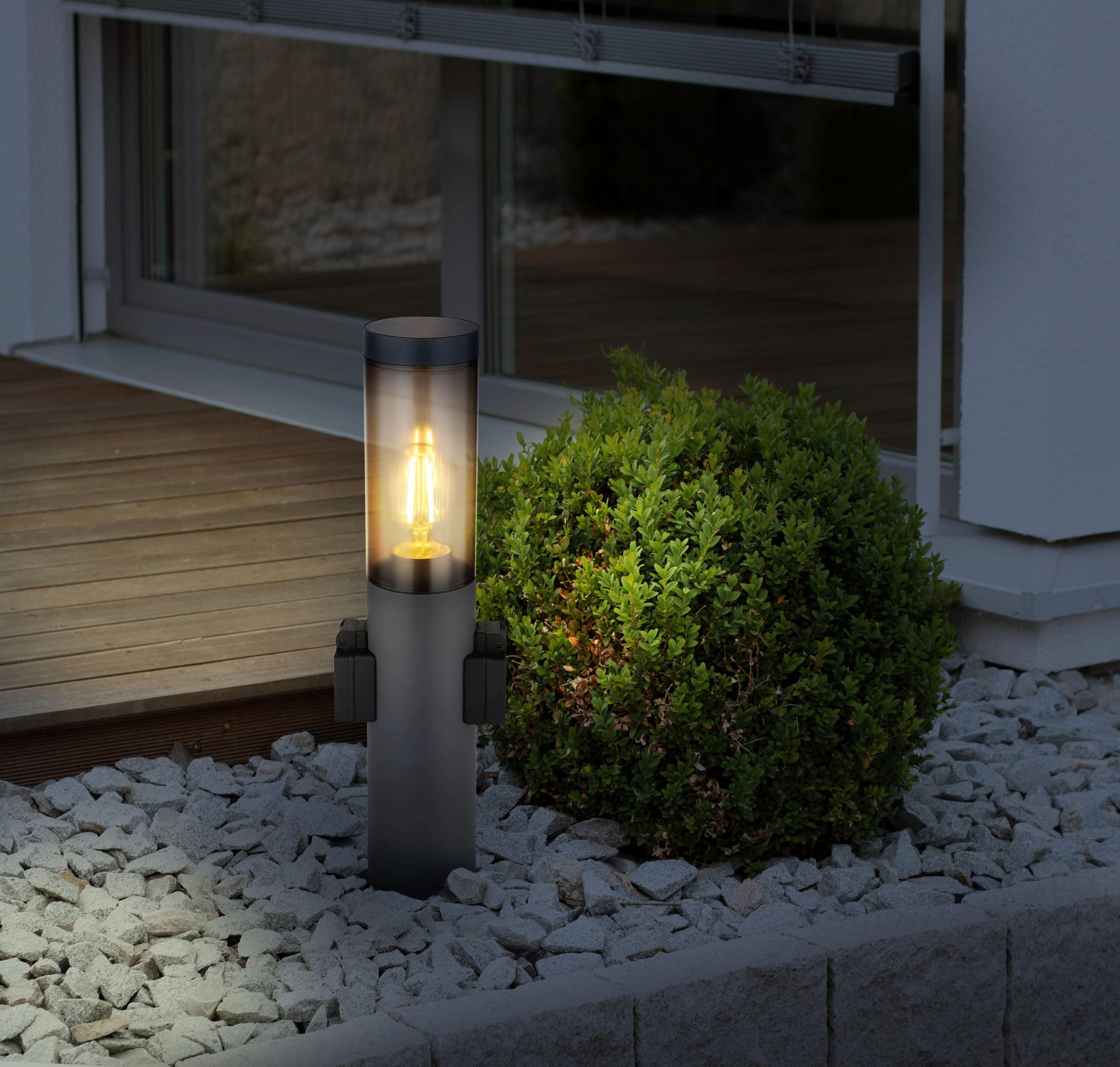 Außenleuchte Rauch anthrazit schwarz H/D: ca. 45x12,7 cm BOSTON - schwarz/Rauch (12,70/45,00cm) - GLOBO