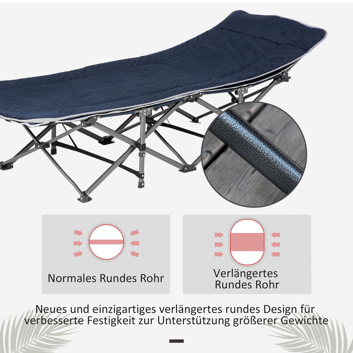 Outsunny Campingbett B/H/L: ca. 64,5x53x188 cm Campingbett - blau (188,00/64,50/53,00cm) - Outsunny