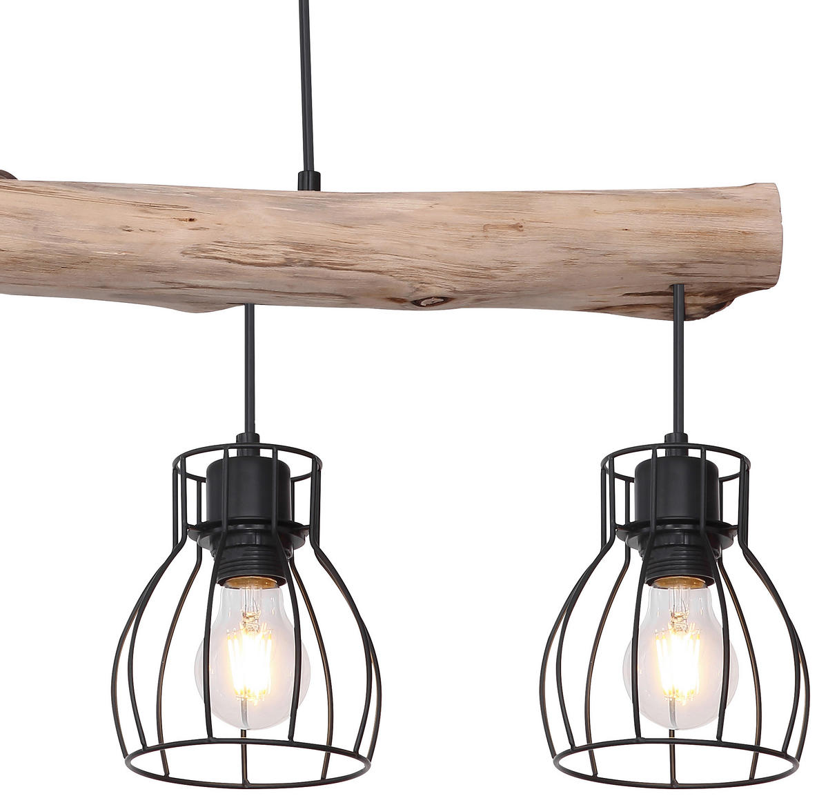 GLOBO Pendelleuchte 15326-4NPO natur schwarz Holz Metall B/H: ca. 83x140 cm E27 4 Brennstellen Pendelleuchte_Mina 4flg. - natur/schwarz (83,00/140,00cm) - GLOBO