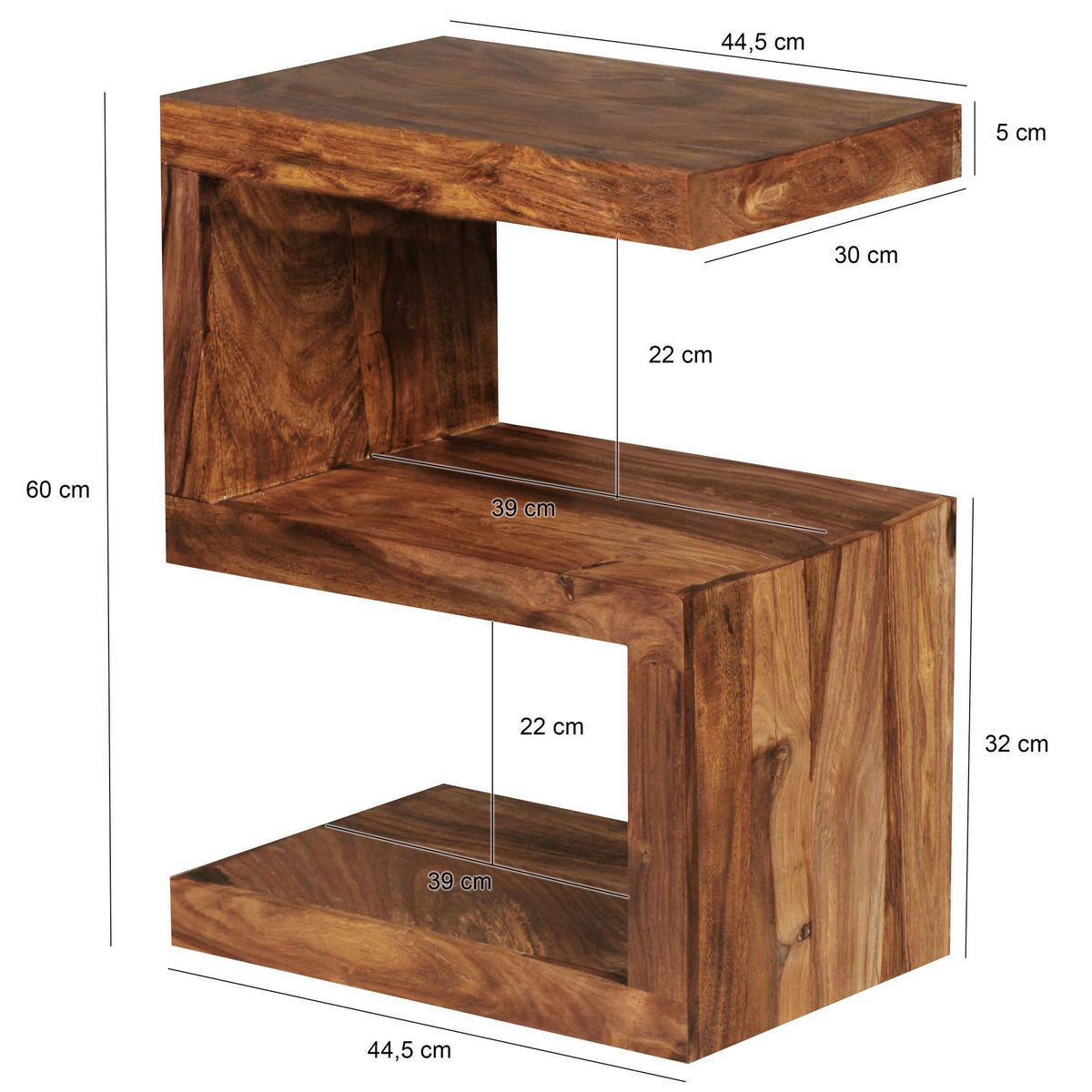 Beistelltisch natur Akazie Beistelltisch Cube S - natur - Wohnling