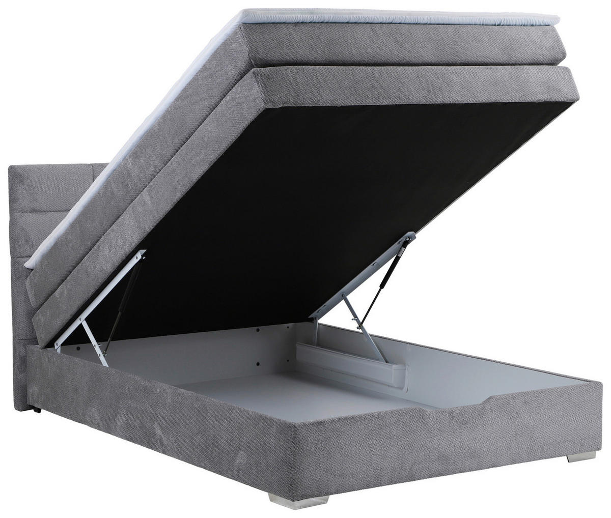 Boxspringbett Porto II grau Liegefläche B/L: ca. 140x200 cm Porto II - Chrom/grau (147,00/105,00/211,00cm)