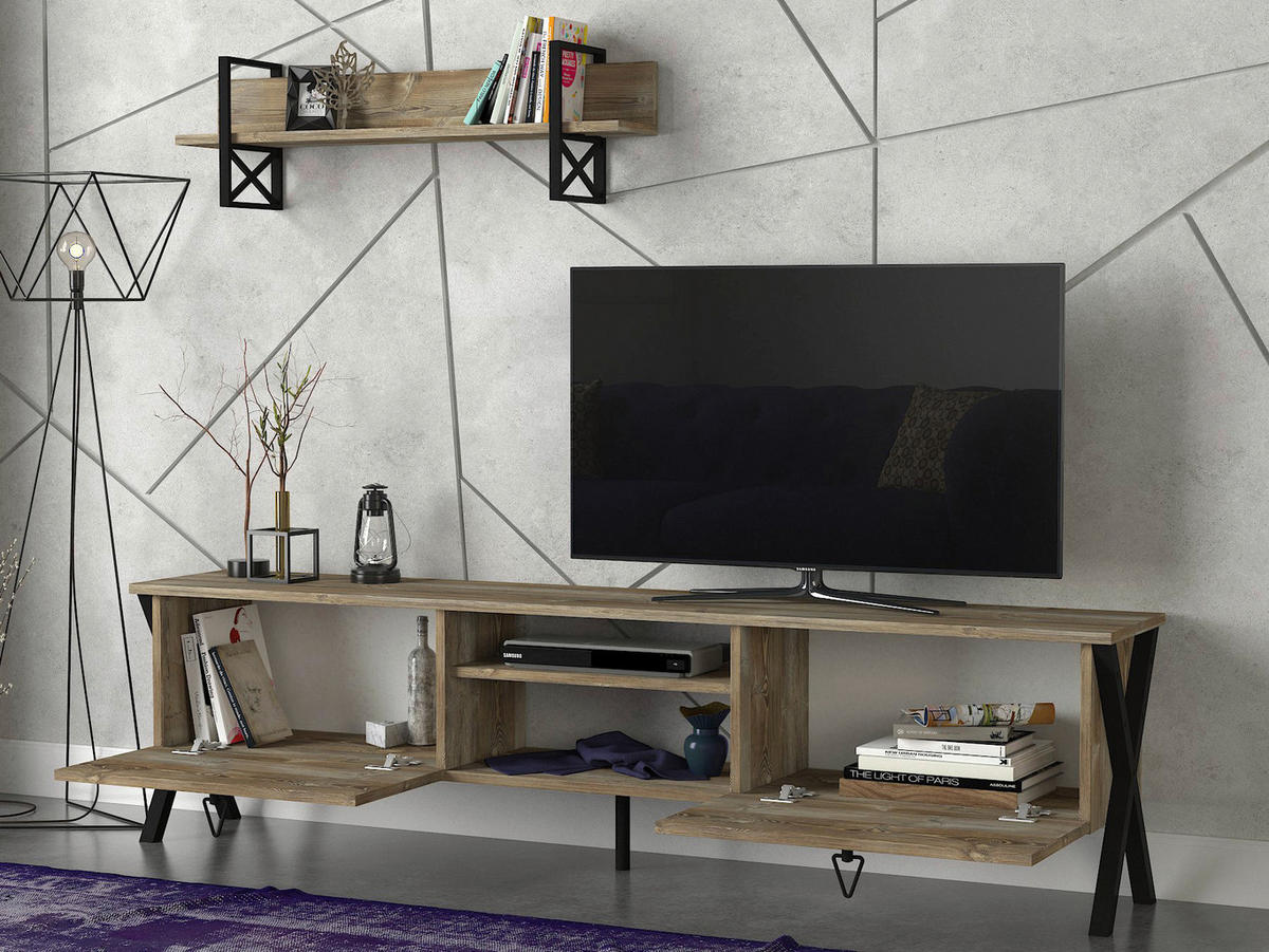 Wohnwand Zeth Eiche Nachbildung B/H/T: ca. 180x46,8x31,5 cm Zeth - Eiche (180,00/46,80/31,50cm) - moebel17