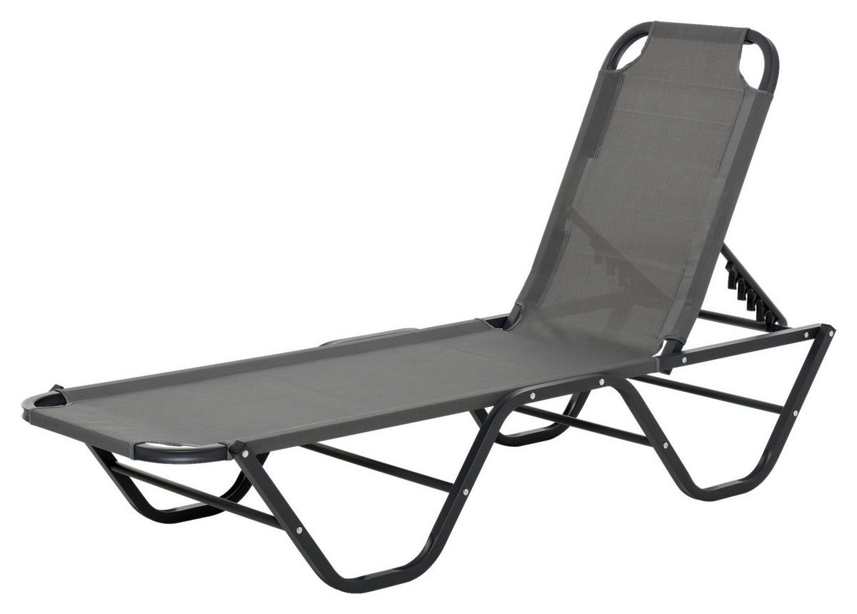 Outsunny Sonnenliege schwarz Aluminium B/H/L: ca. 59x91x163 cm Sonnenliege - schwarz/grau (163,00/59,00/91,00cm) - Outsunny