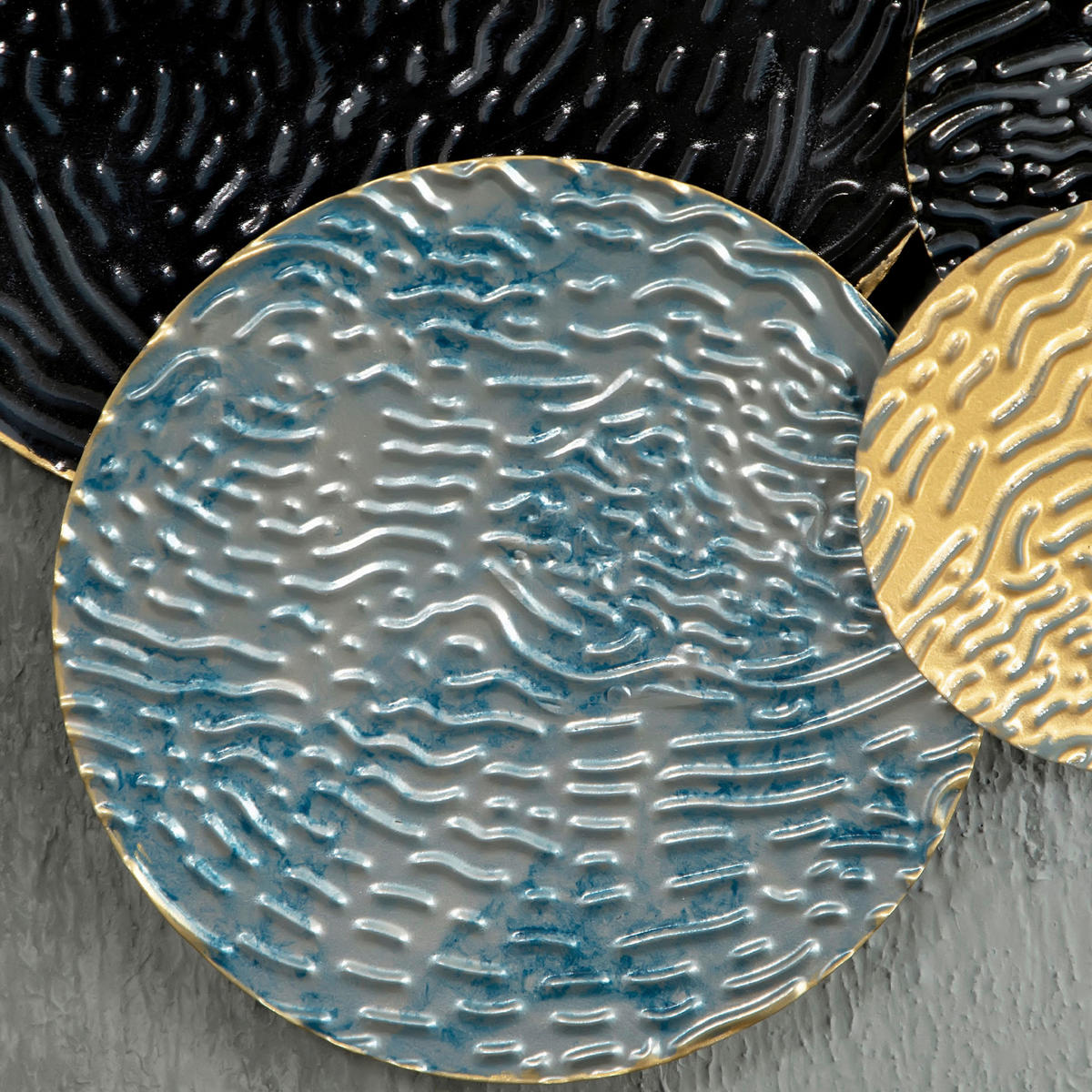 HOMCOM Wand-Element blau Edelstahl B/H/L: ca. 4x121x53 cm Wanddekoration - gold/blau (53,00/4,00/121,00cm) - HOMCOM