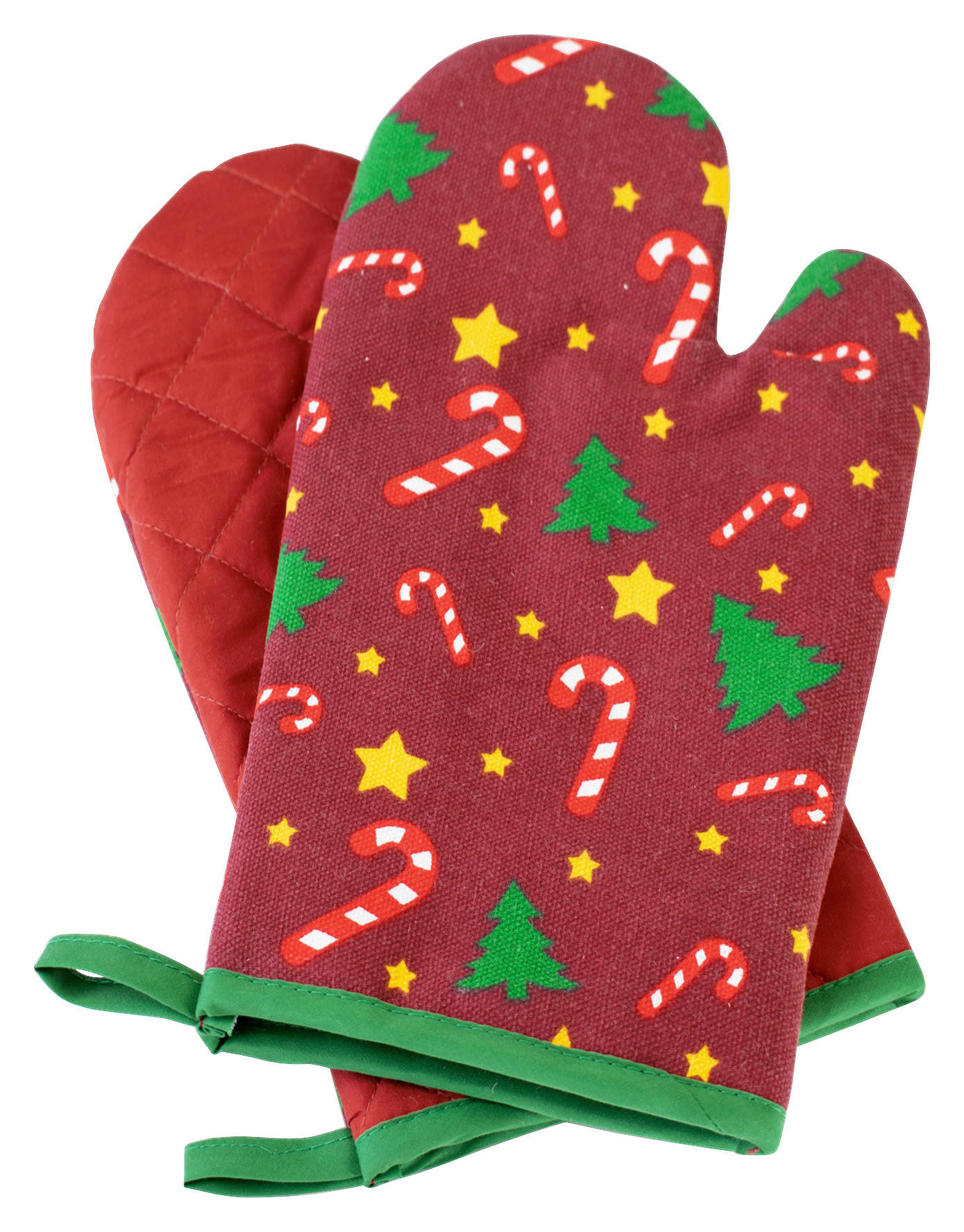 Ofenhandschuhe Ofenhandschuhe-Paar_Weihnachten - rot/grün (17,00/29,00cm)