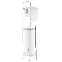 Stand-WC-Garnitur Chrom Edelstahl H/D: ca. 65,8x15,2 cm Stand-Papierrollenhalter chrom - Chrom (15,20/65,80cm) - POCOline