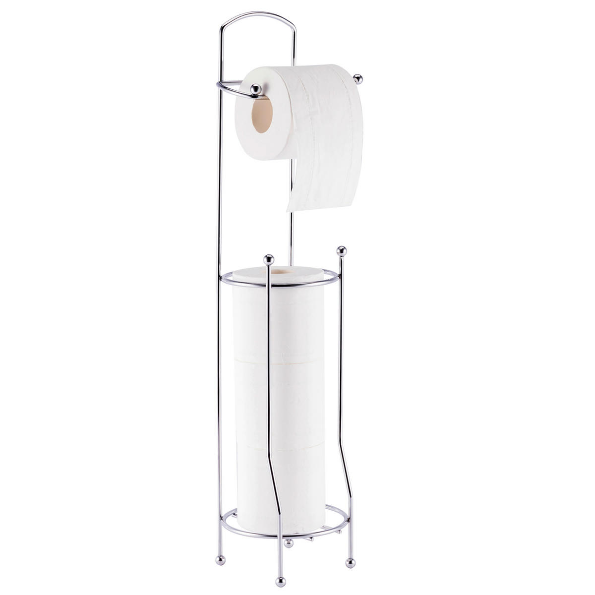 Stand-WC-Garnitur Chrom Edelstahl H/D: ca. 65,8x15,2 cm Stand-Papierrollenhalter chrom - Chrom (15,20/65,80cm) - POCOline