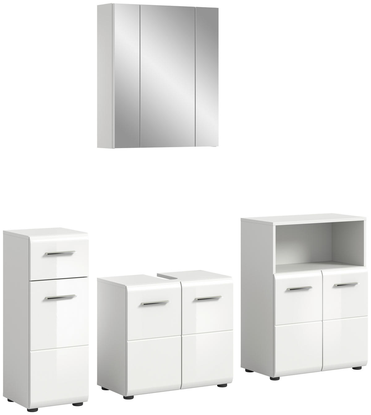 Badezimmer-Set ICE weiß weiß Hochglanz B/H/T: ca. 180x190x32 cm ICE - weiß (180,00/190,00/32,00cm) - xonox.home