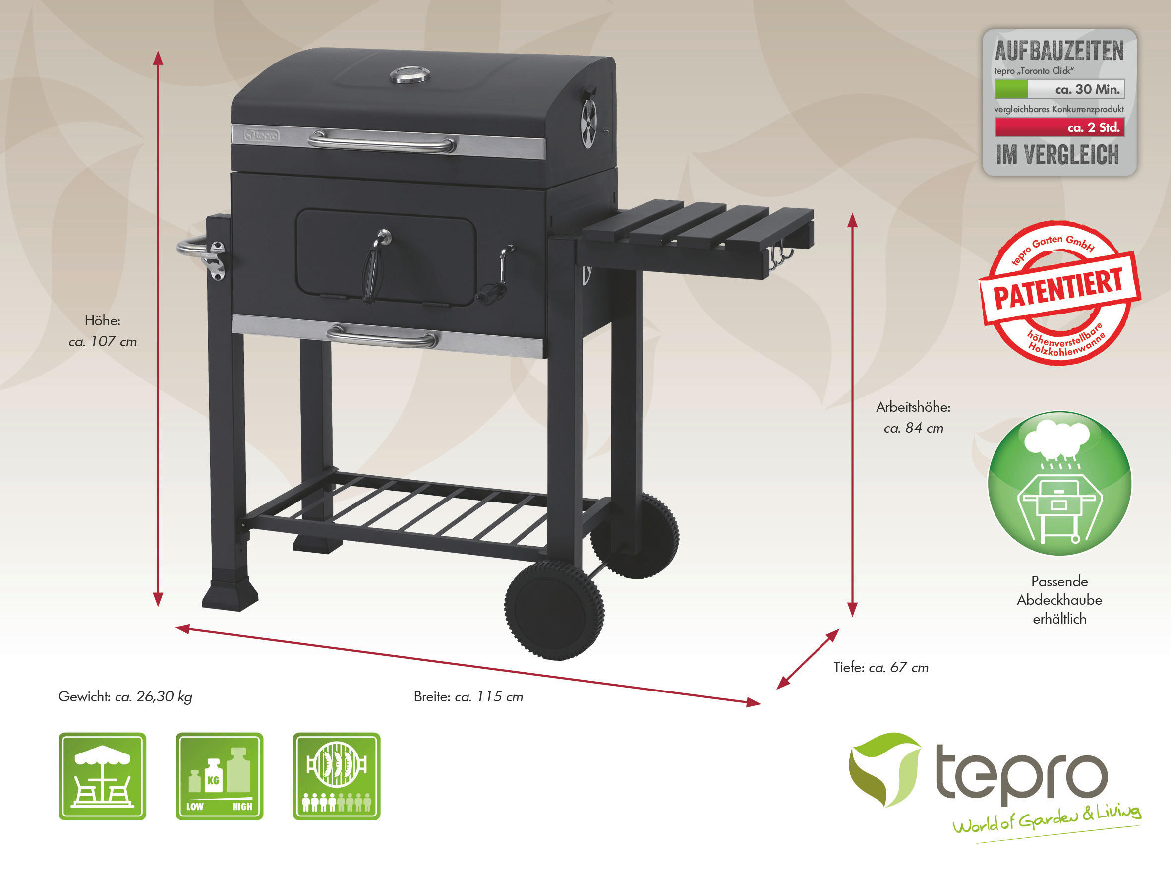 tepro Grill Metall B/H/L: ca. 67x107x115...