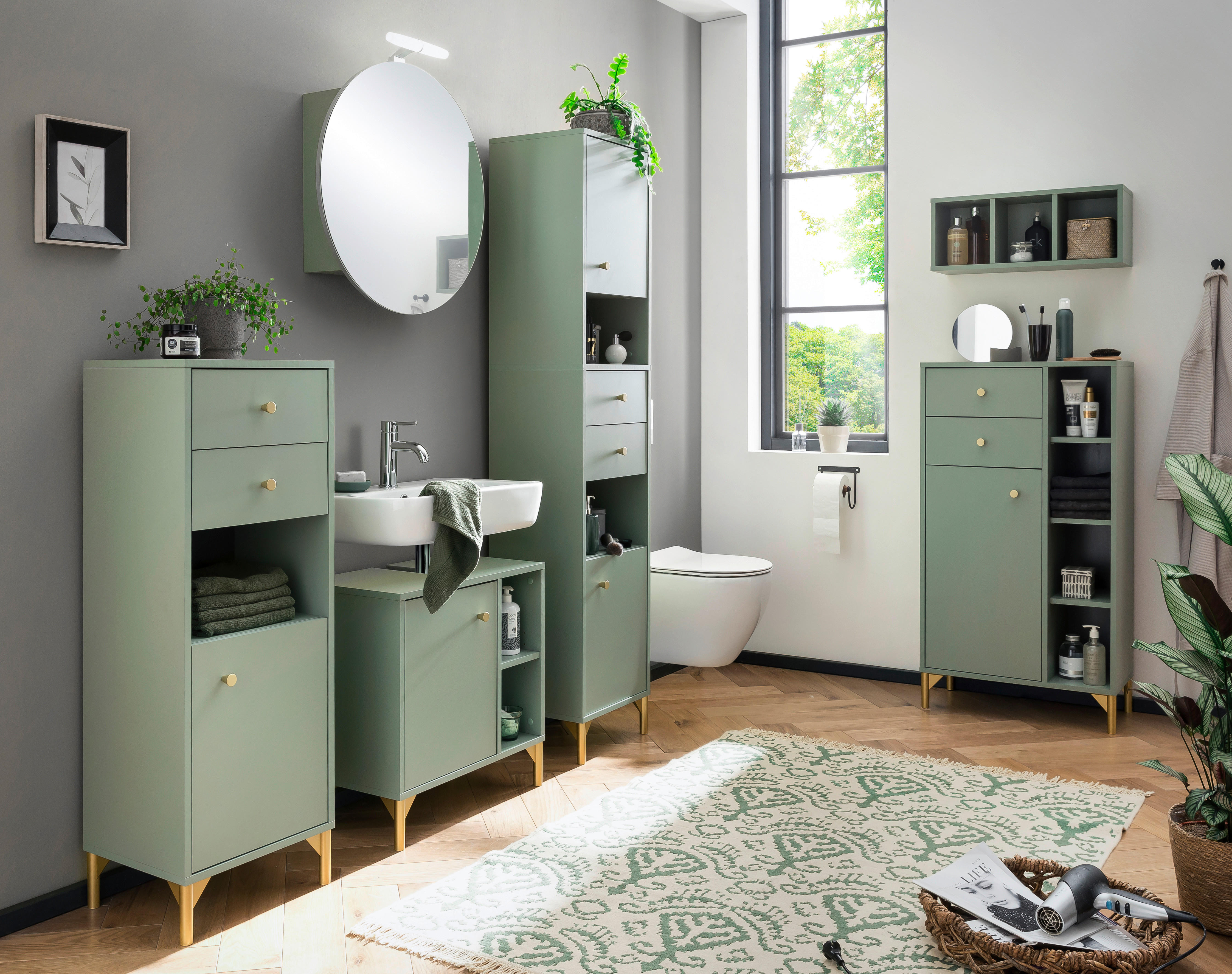 Thumbnail - Waschbeckenunterschrank Ando Pistazie B/H/T: ca. 60,2x60,3x33,05 cm