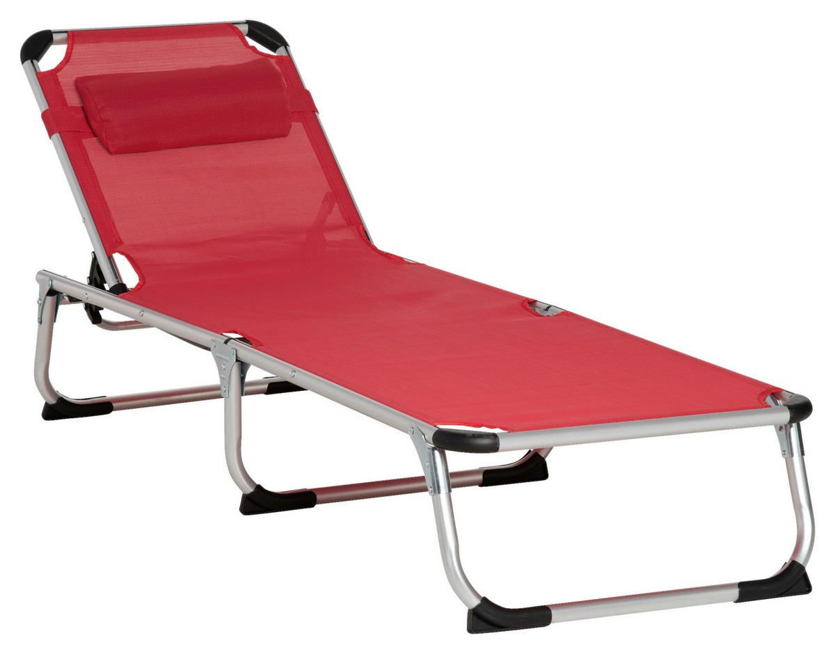 Outsunny Gartenliege rot Aluminium B/H/L: ca. 60x28x189 cm Gartenliege - rot (189,00/60,00/28,00cm) - Outsunny