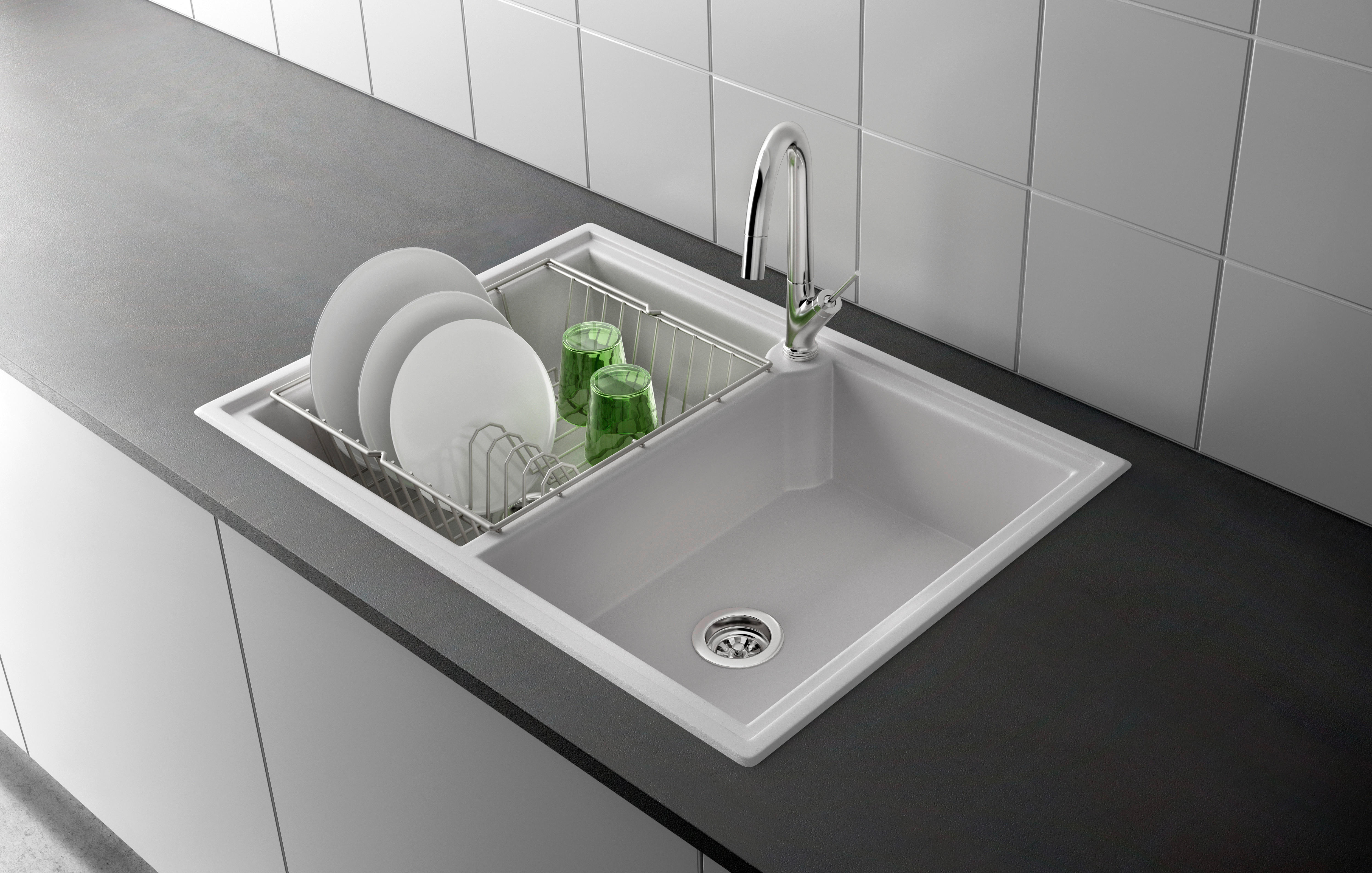 Metaltex Haushaltshelfer weiß Stahl B/H/L: ca. 33,5x36,5x12 cm Spülkorb_Lipsia-Luxy - weiß (12,00/33,50/36,50cm) - Metaltex