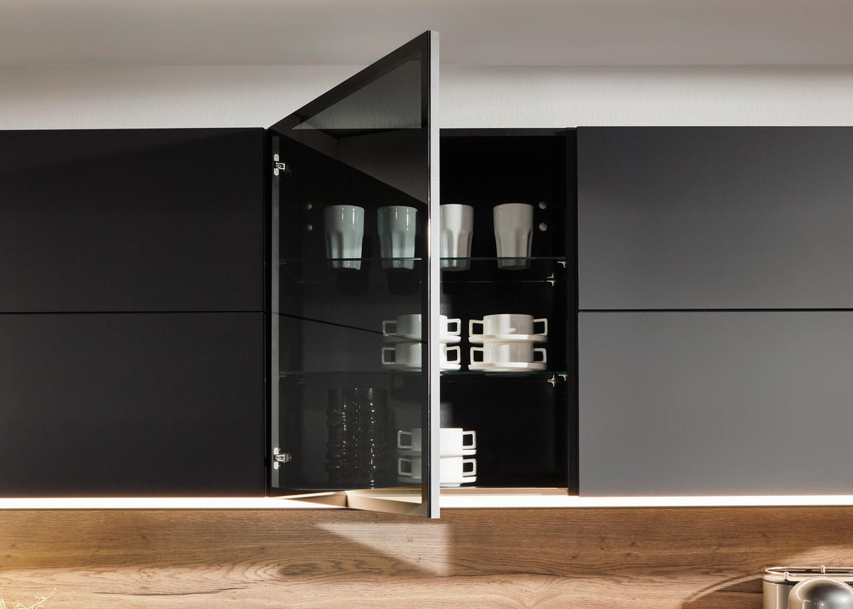 nobilia Doppelblock Easytouch Grafitschwarz Lacklaminat B/T: ca. 260x60 cm Easytouch - Eiche/schwarz (260,00/60,00cm) - nobilia