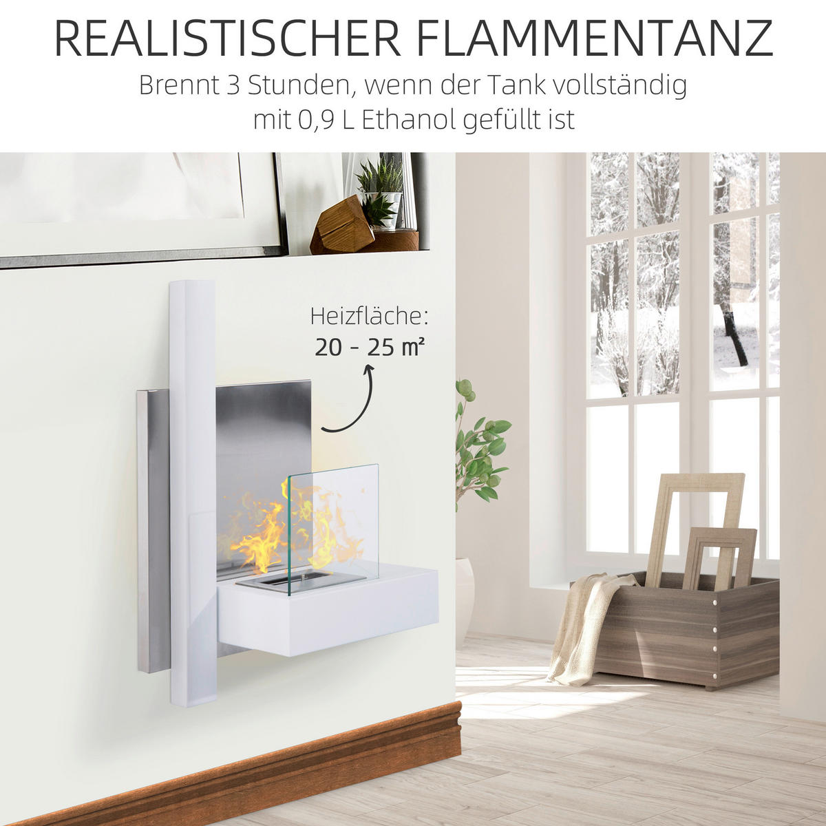 HOMCOM Ethanol-Kamin weiß Edelstahl B/H/L: ca. 63x75x22 cm Ethanol-Kamin - weiß (22,00/63,00/75,00cm) - HOMCOM