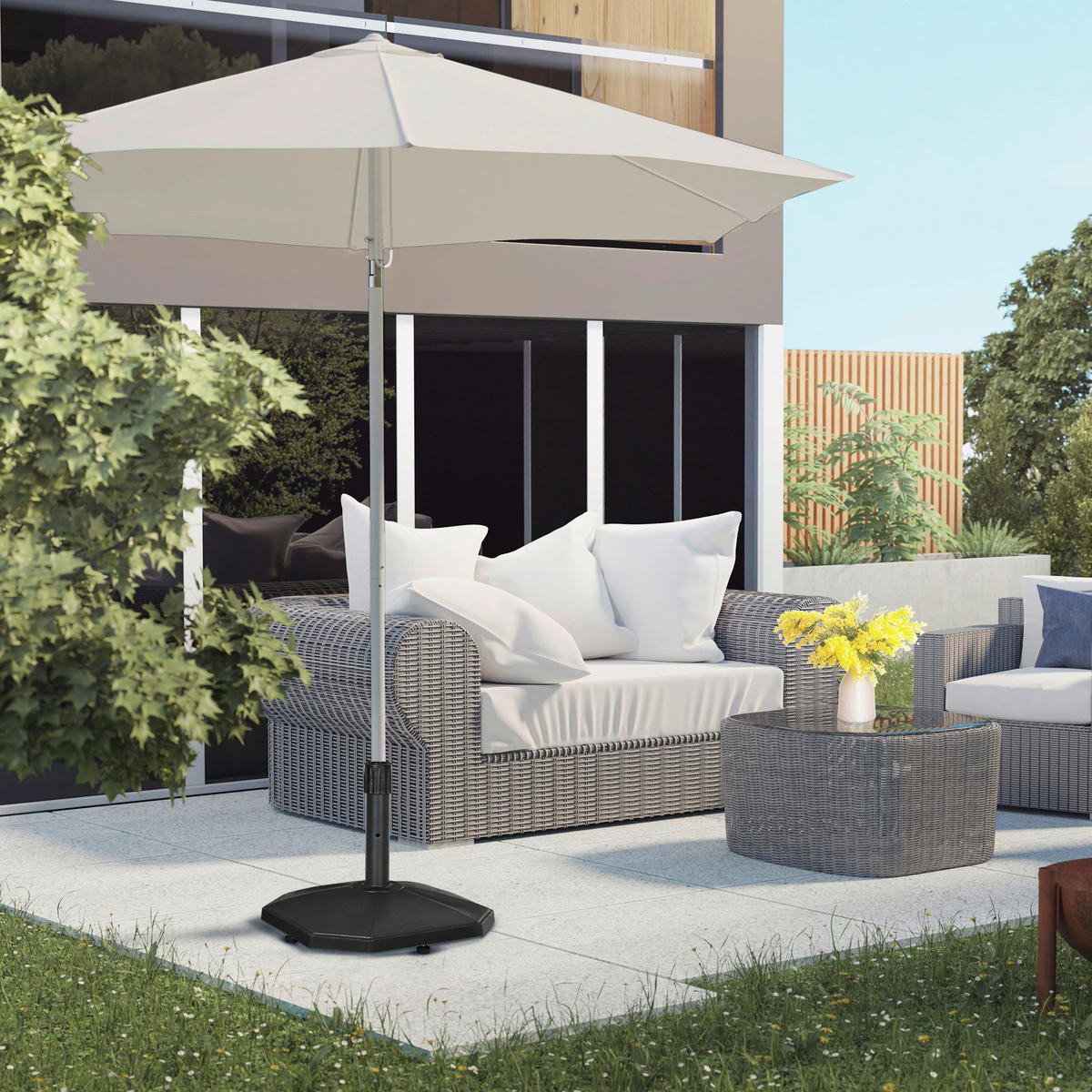Outsunny Sonnenschirmständer schwarz Polyethylen B/H/L: ca. 46x39x46 cm Sonnenschirmständer - schwarz (46,00/46,00/39,00cm) - Outsunny