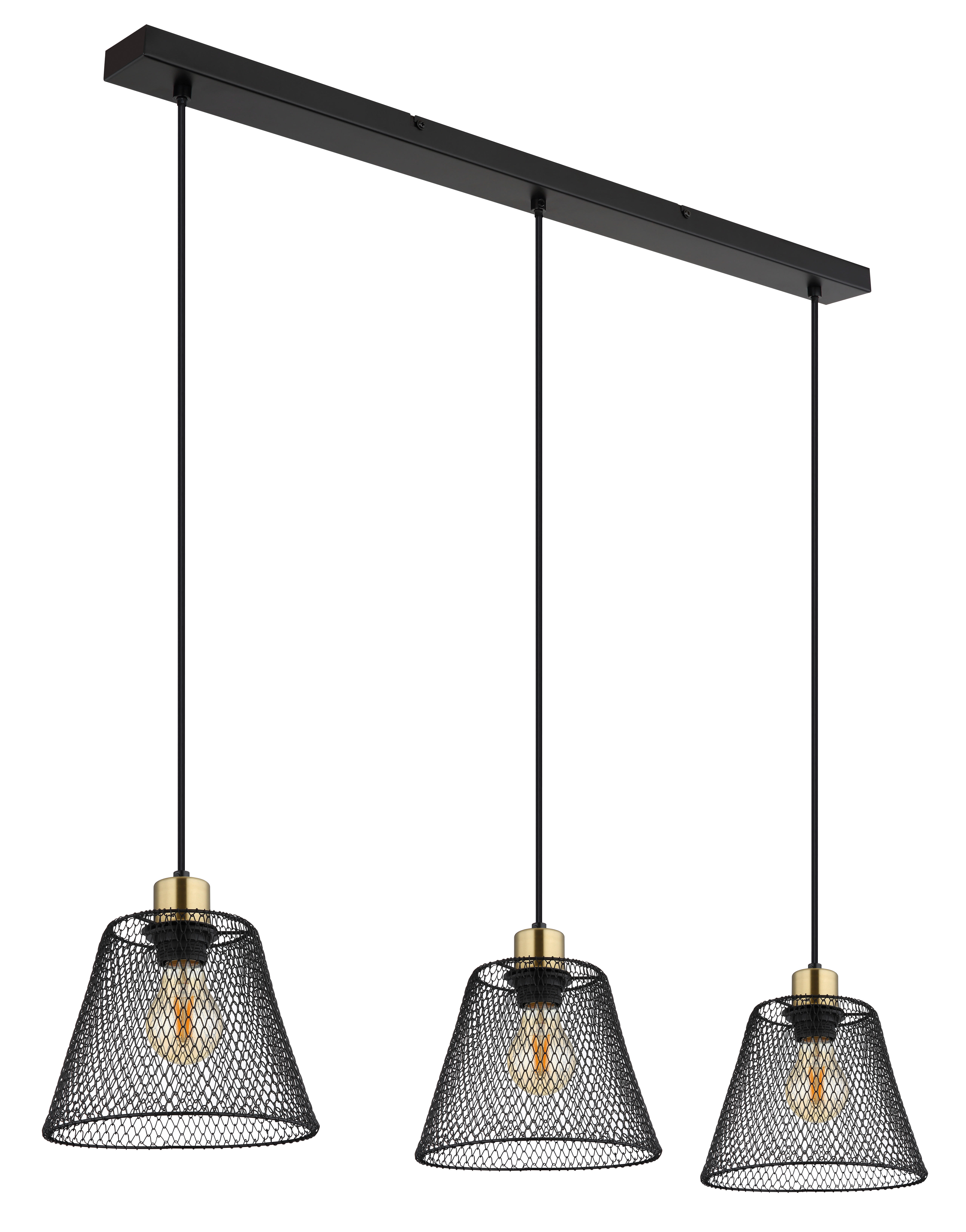 GLOBO Pendelleuchte schwarz Metall B/H/T: ca. 20x120x90 cm E27 3 Brennstellen BAKU - schwarz (20,00/120,00/90,00cm) - GLOBO