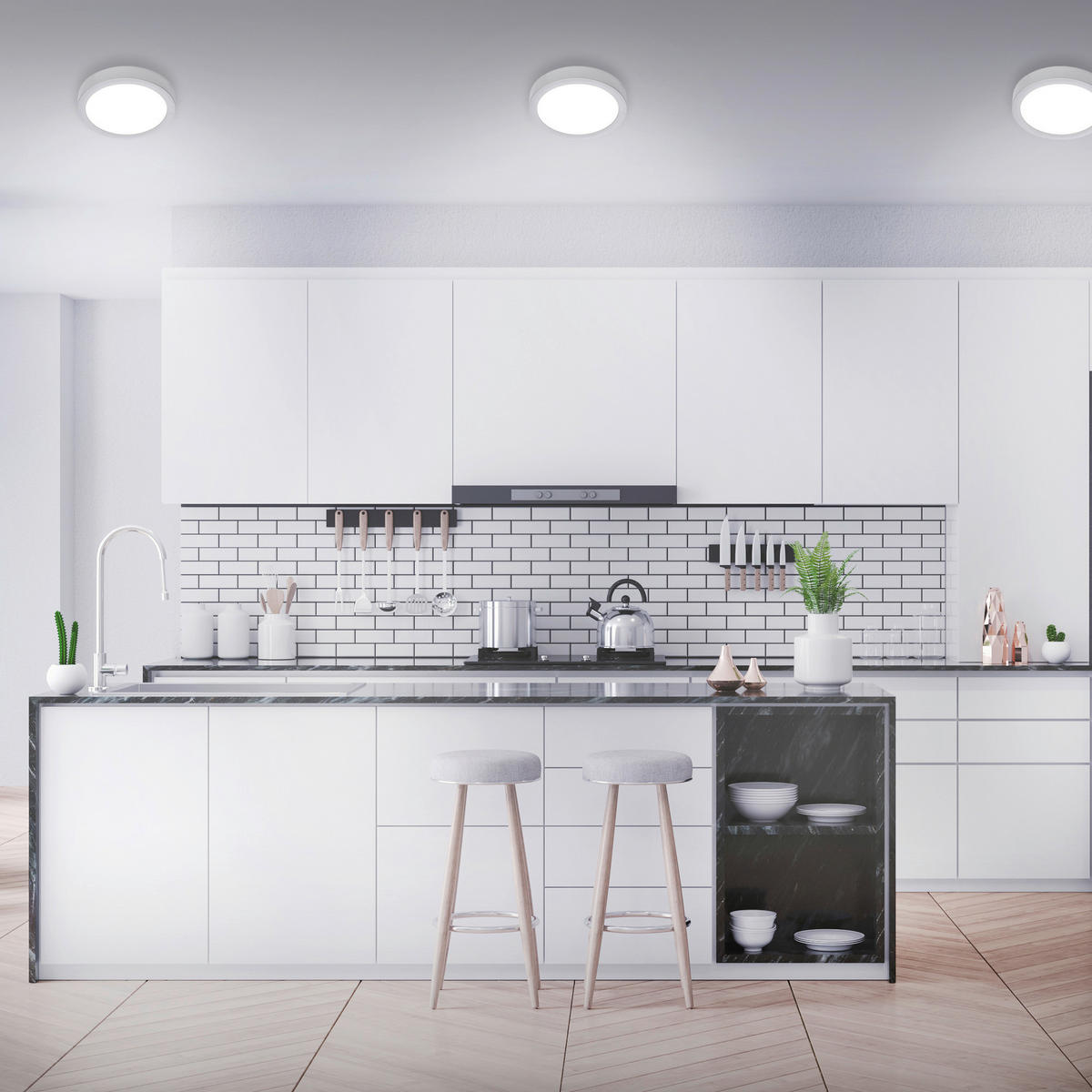 GLOBO LED-Deckenleuchte Chrom Metall H/D: ca. 3,2x22,5 cm LED-Deckenleuchte_Fire - Chrom (22,50/3,20cm) - GLOBO