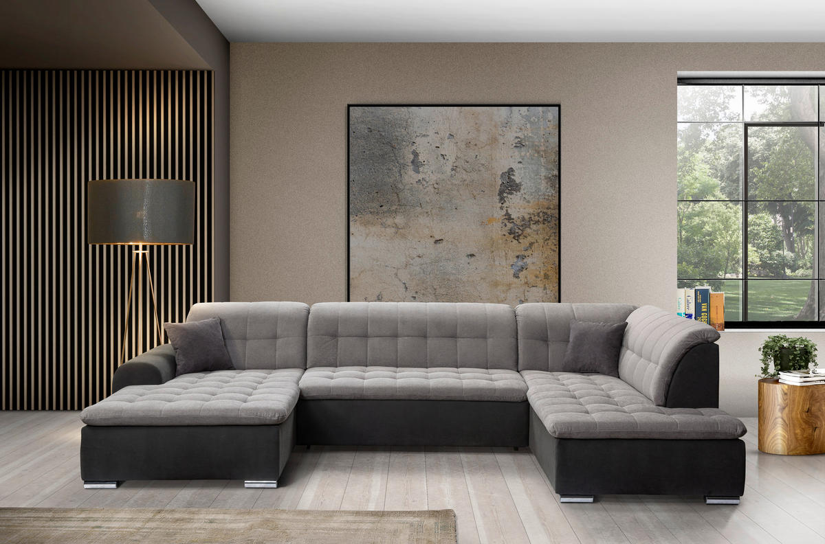 Wohnlandschaft Edard new schwarz grau B/H/T: ca. 348x85x197 cm Edard new - schwarz/Chrom (348,00/85,00/197,00cm)
