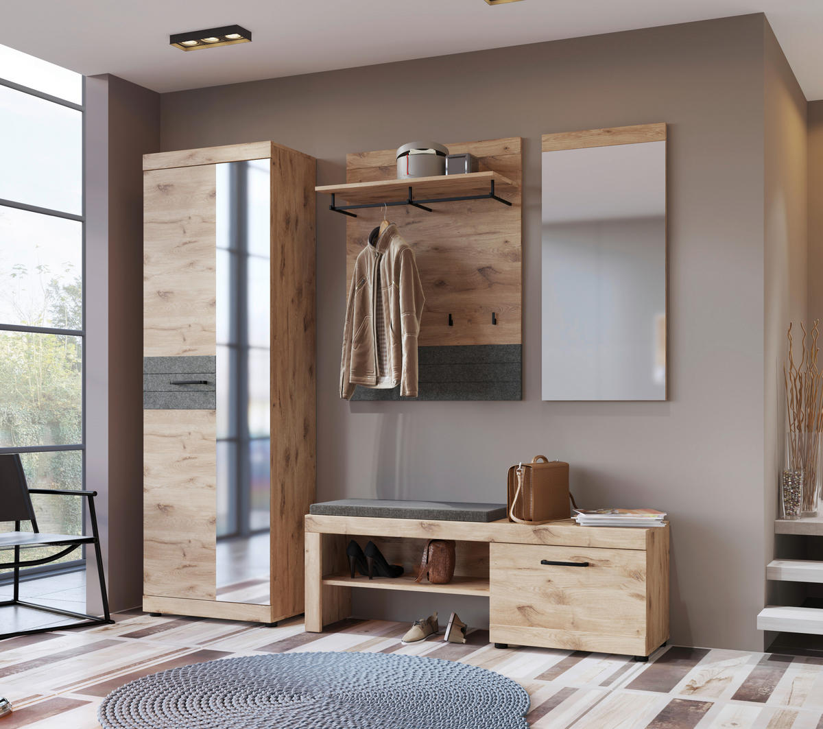 Garderobenschrank Roxy Eiche Viking Nachbildung B/H/T: ca. 65x201x38 cm Roxy - (65,00/201,00/38,00cm)