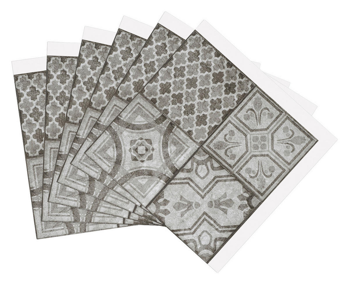 d-c-fix Wandfliese grau B/L: ca. 30,5x30,5 cm Wandfliese_selbstklebend_6Stck. - grau (30,50/30,50cm) - d-c-fix