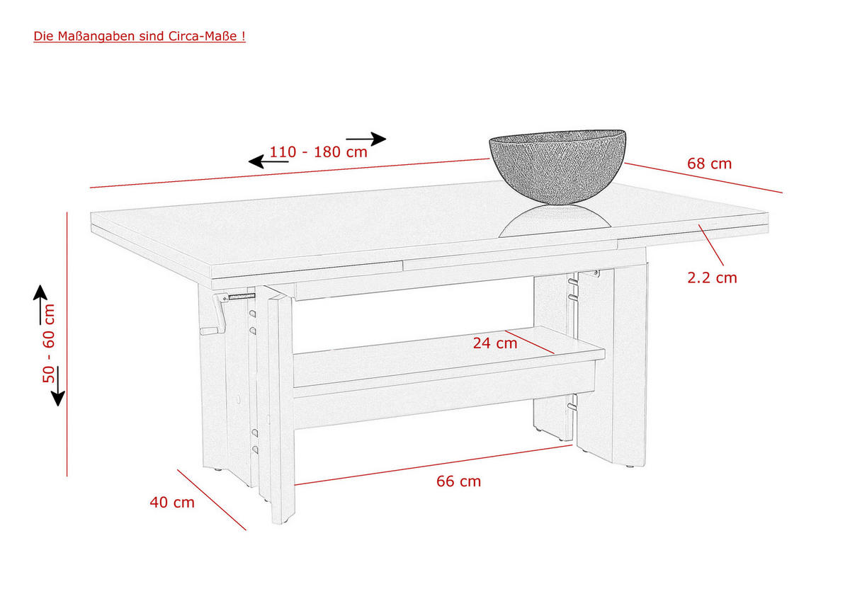 Couchtisch DARIO weiß Hochglanz B/H/T: ca. 110x50x68 cm DARIO - weiß (110,00/50,00/68,00cm) - Hela